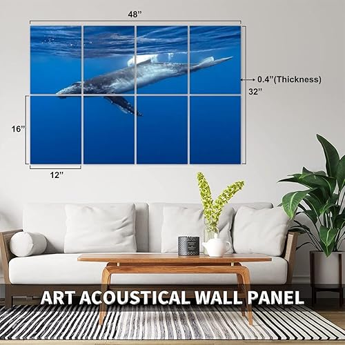 Miniatura 2 de Art Acoustic Panels Self Adhesive Baleine bosse 8 Packs Decorative Soundproof Wall Panels Large Sound Absorbing Panels for Home Office 48"x32"