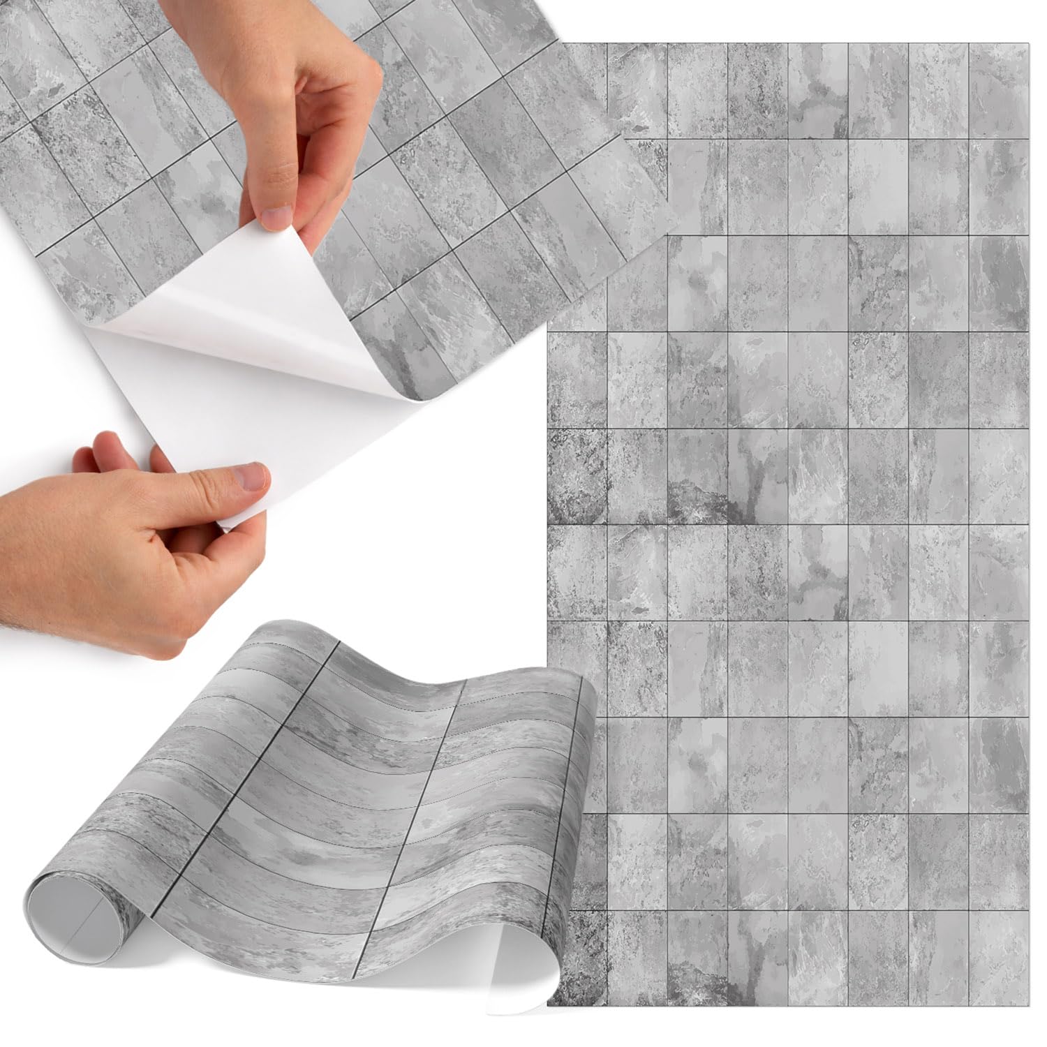 Vinilo para muebles autoadhesivo impermeable 75x150 azulejos grises para puertas de armarios