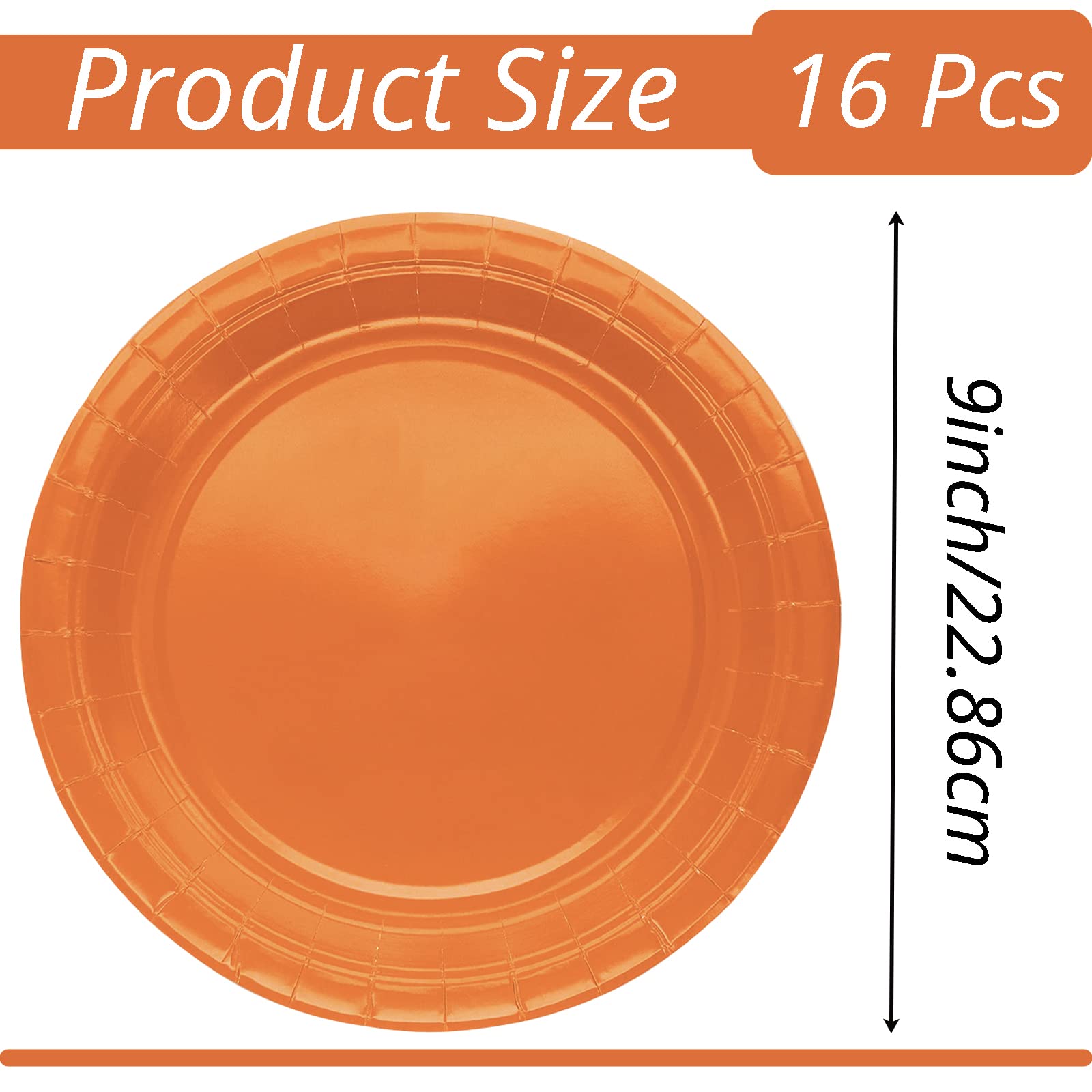 POPOYU 16Pcs Orange Party Paper Plates 9 inch,Orange Party Tableware Decor Orange Disposable Paper Plate Orange Plates for Kids Orange Party Supplies Table Decorations - Image 2