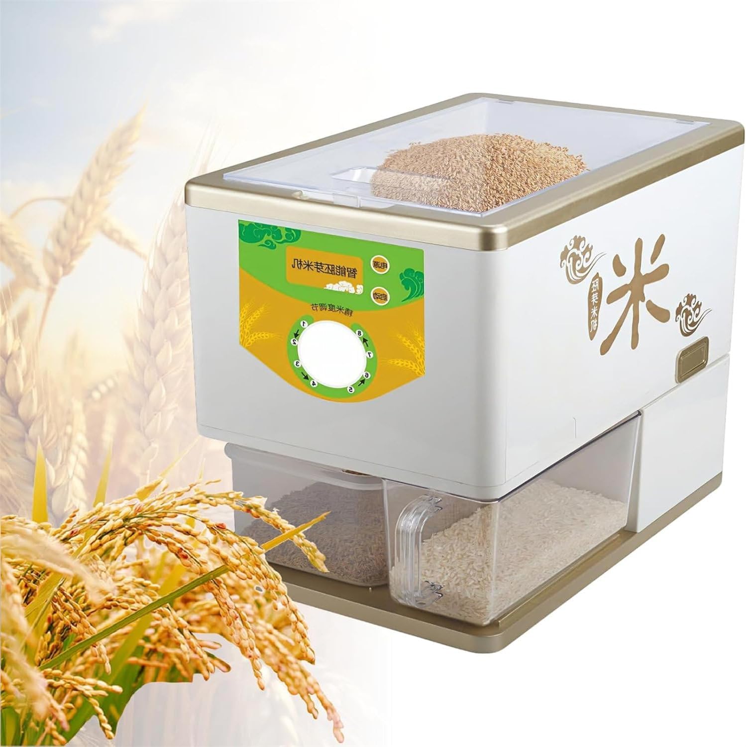 Household Rice milling Machine, Automatic Rice bran Separator, Electric Huller, Adjustable Rice milling Precision, 250-500g / Min Grain Mill for Small Batch Processing for Light Brown Rice