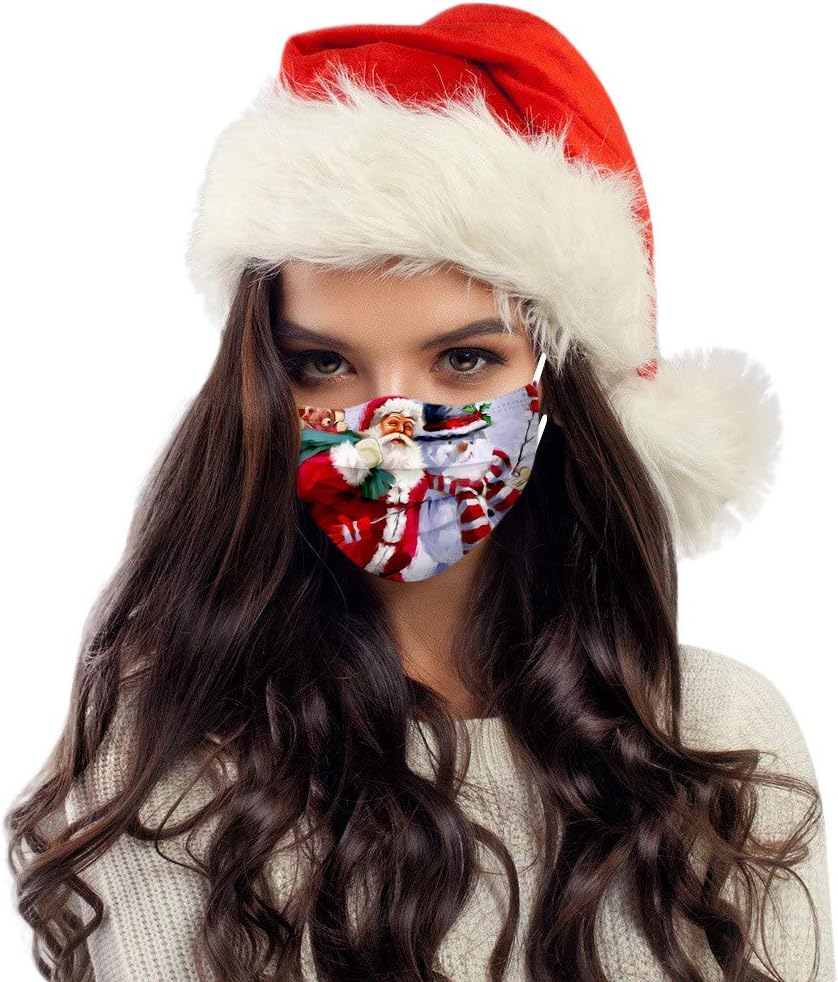 10PC Adults Christmas Printed Breathable Disposable 3Ply Face_Mask Face Bandanas Outdoor Work