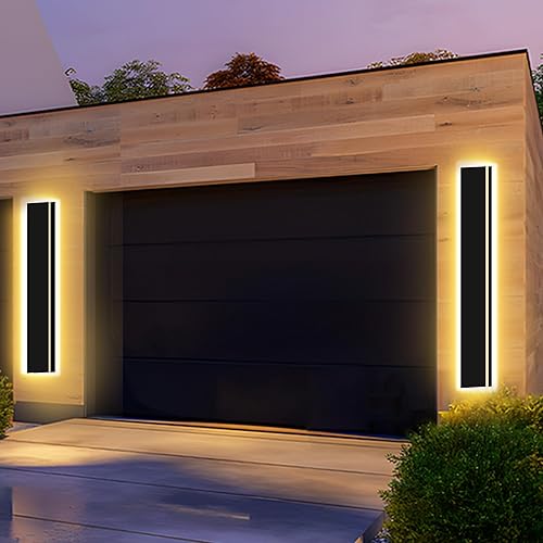 Miniatura 10 de Lámpara de pared moderna para exteriores de 31 pulgadas, regulable, 3000K-6000K, aplique de pared lineal para exteriores, impermeable, IP65, luces