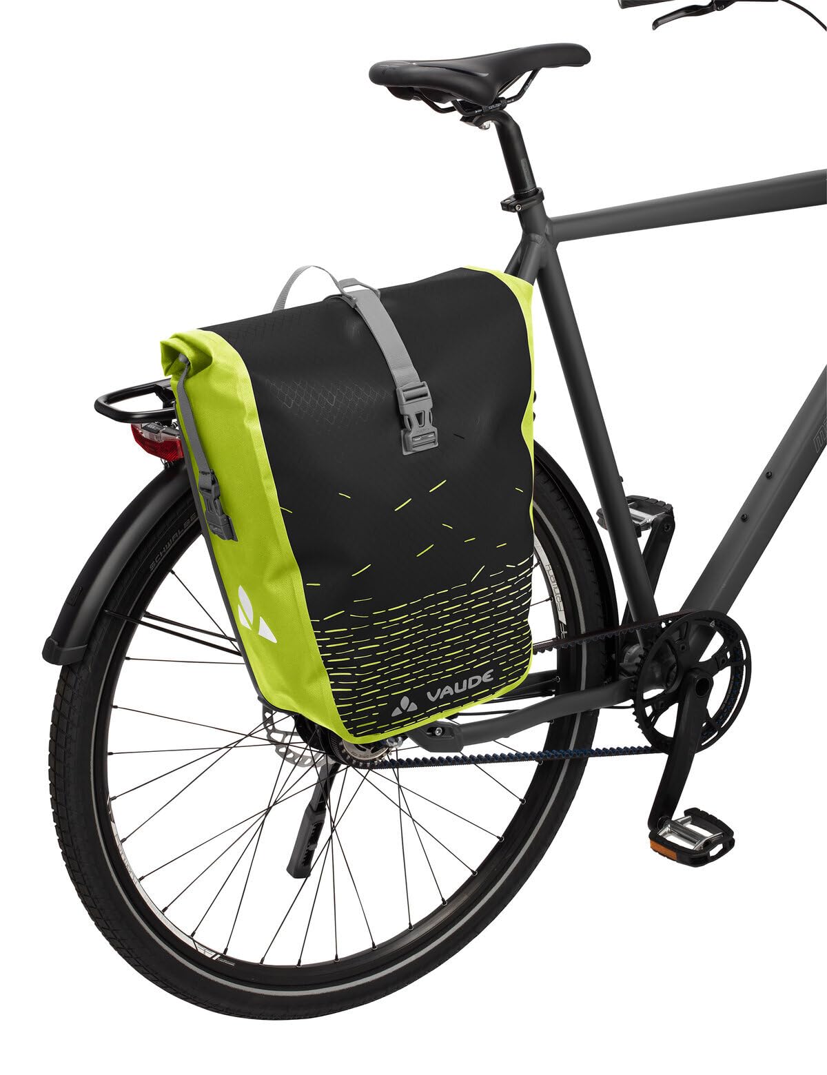 VAUDE Fahrradtasche für Gepäckträger Aqua Back Print Single, 1 x 24 L in Grün, Hinterradtasche wasserdicht, Fahrrad Gepäckträgertasche hinten, einfache Befestigung – Made in Germany