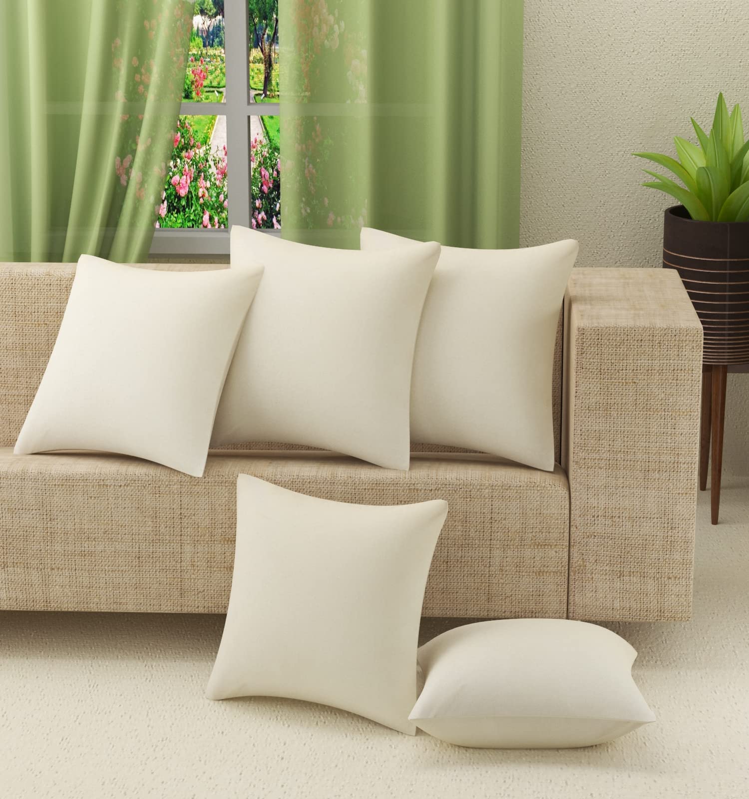 Stuffique Velvet Pillow Solid Plain 250 TC Cushion Covers Set Of 5 (16 X 16 Inch) Cream (B0BG37YSHR) Amazon Price History, Amazon Price Tracker