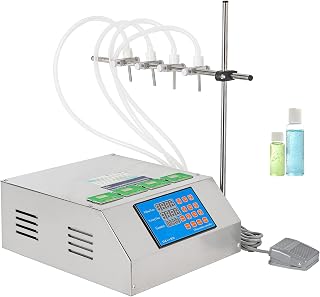 Hanchen 4L Liquid Filling Machine Digital Control Filler Diaphragm Pump Bottle Filler for CBD, MCT Oil, Milk, Beverage, Water, Juice, Essential Oil 110v (4 Head)
