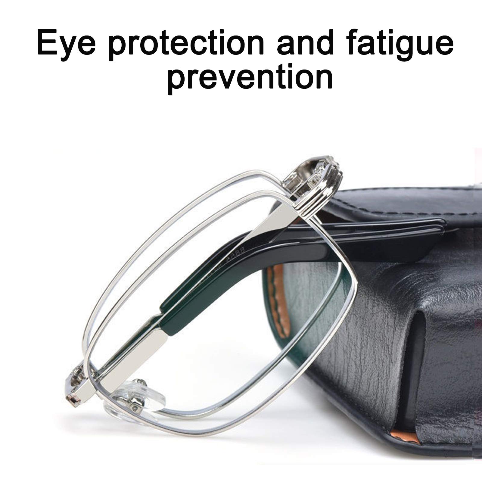 Gafas De Lectura Plegables Portátiles,Lector De Computadora con Bloqueo Azul,Gafas Ópticas Antideslumbrantes,Adecuadas para Leer Viajes De Oficina En Computadora (Dorado Y Plateado)