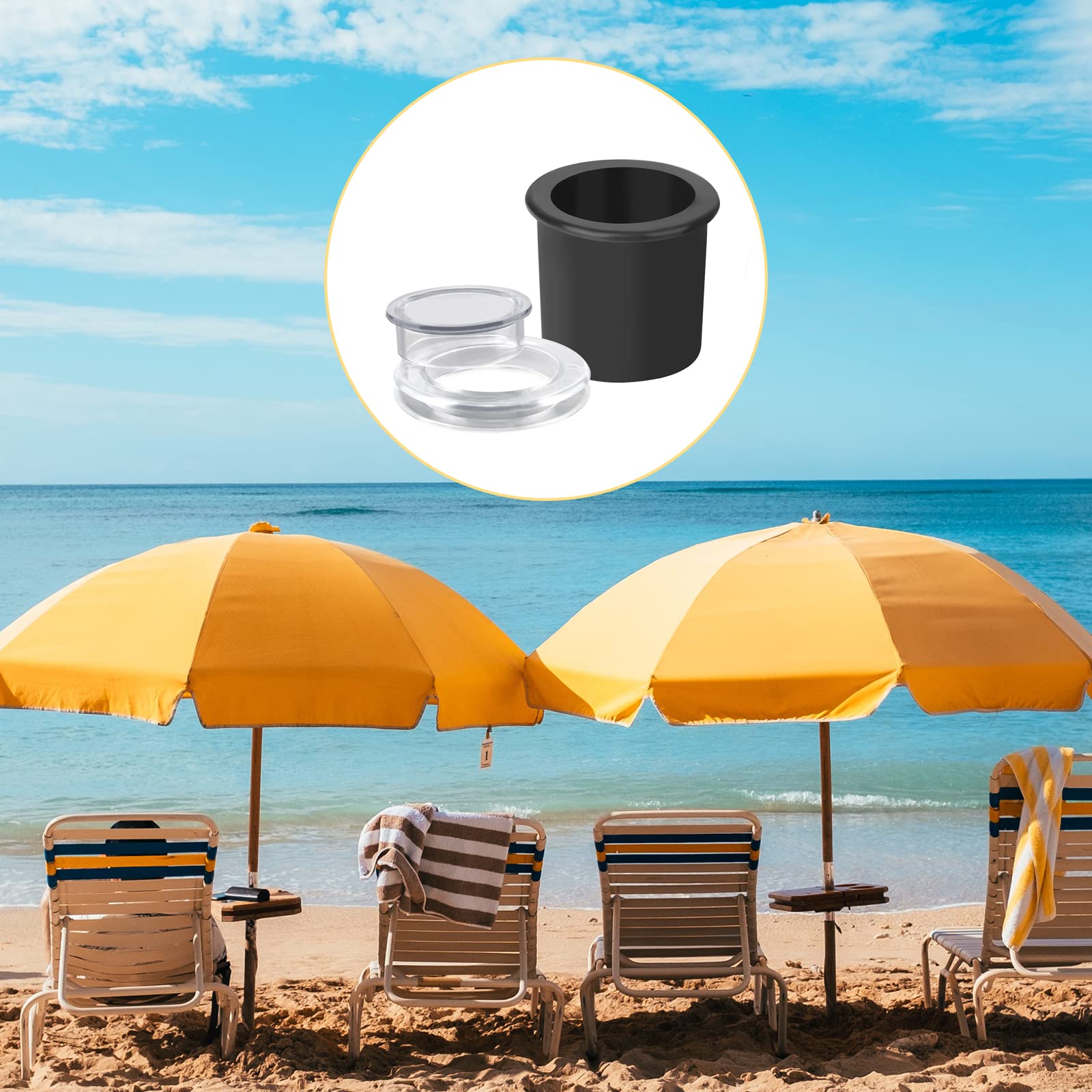 ace patio table umbrella ring AIEX 2pcs Hole and Cap Set,Black umbrella wedge is suitable for 2.2