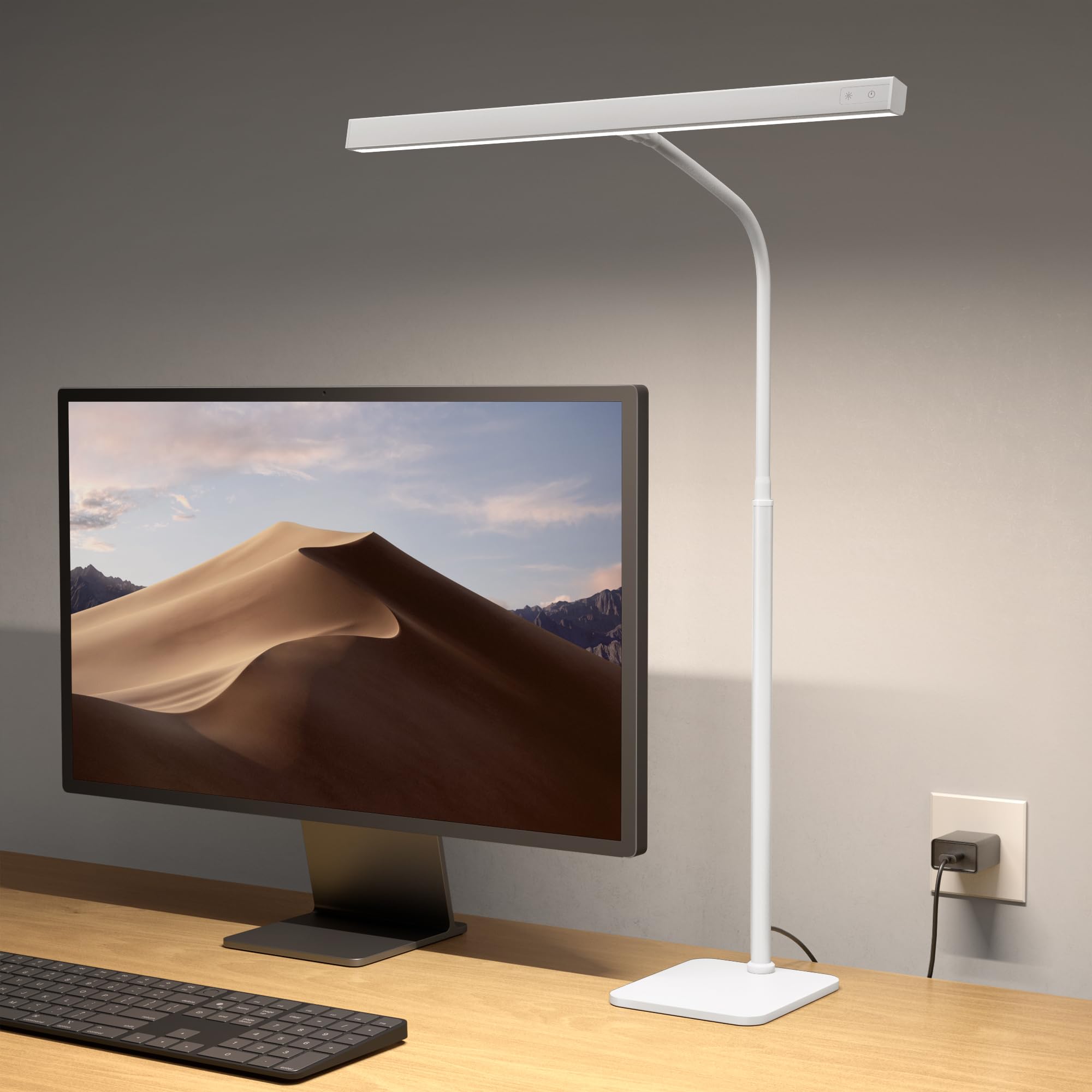 SUPERDANNY Led Desk Lamp for Home Office, Eye Protection Light with Base, 12W Touch Control, 3 Colors, Dimmable Brightness, Gooseneck Computer Monitor, Reading Bench, Bran-picture-17