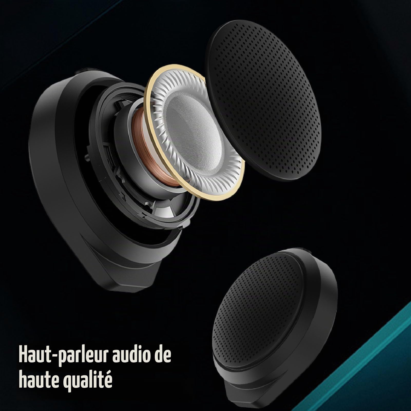 ciciglow Casque Bluetooth pour Moto, Autonomie de 50 Heures, Haut-parleurs Bluetooth pour Casque de Moto, Haut-parleur sans Fil avec étui de Chargement pour L'extérieur