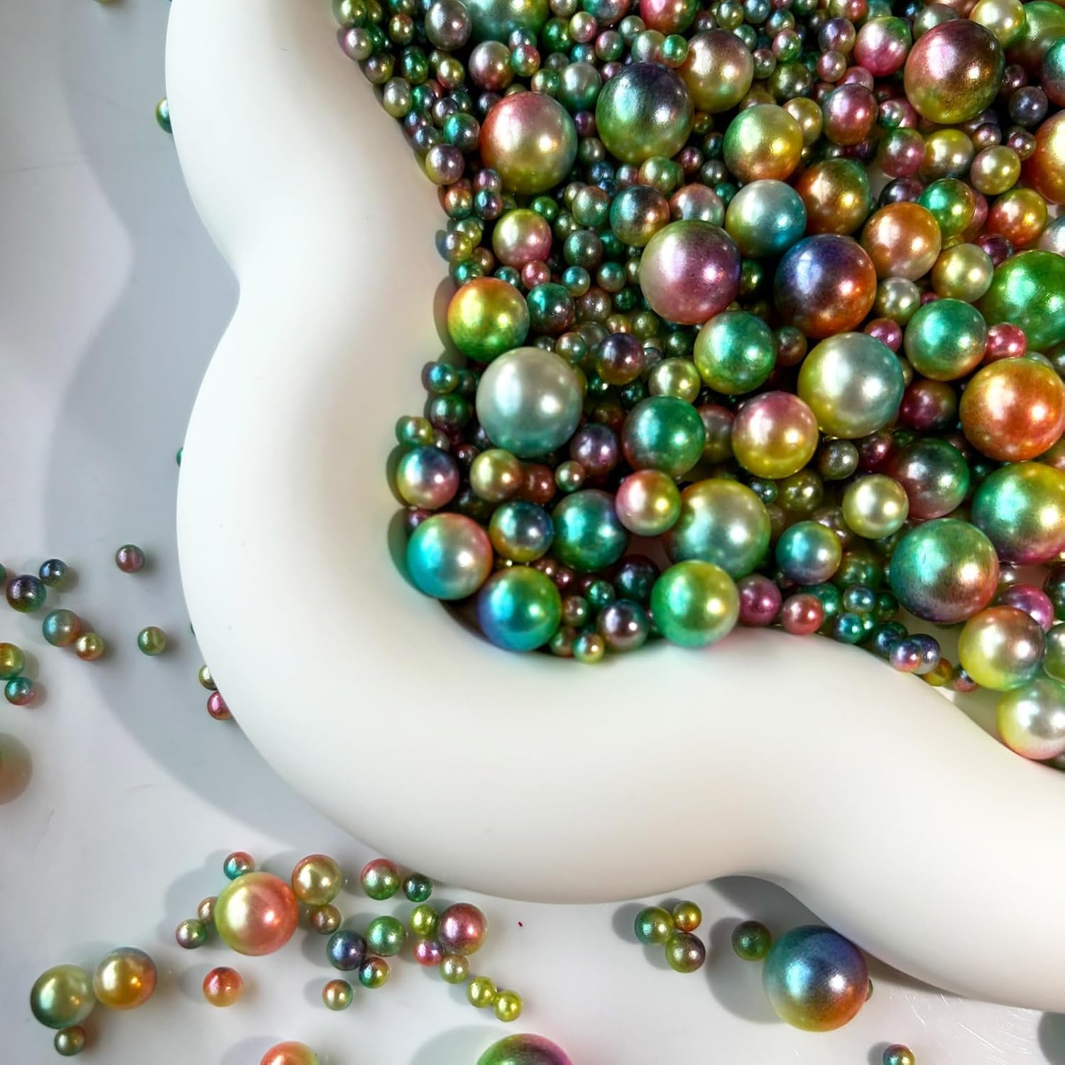 1000PCS Assorted Pearls Beads No Holes, 3-10mm Pearl Beads, Loose Bead Without Holes, Highlight Craft Pearls for DIY, Table Scatter, Wedding, Birthday Party, Home Decoration, Pink/Green - Image 4