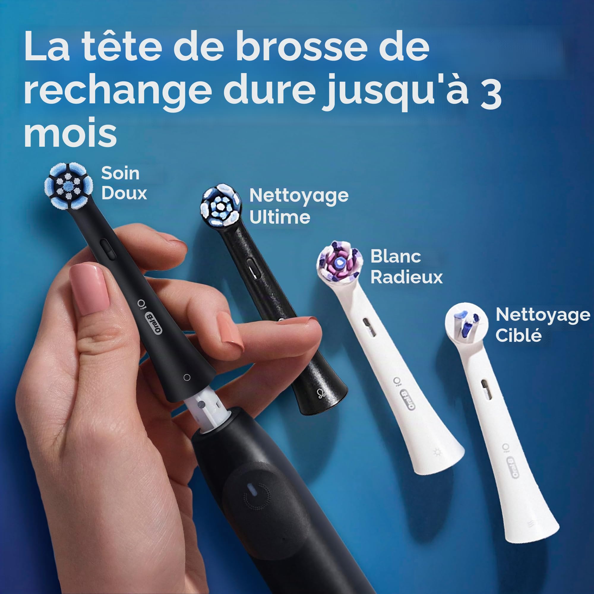 Oral-B iO Brosse à Dents Électrique Série 2 Rechargeable Bleu Foncé avec 1 Tête de Brosse de Soin Souple, Capteur de Pression Automatique pour Protéger Les Gencives, 3 Modes, Minuterie de 2 Minutes