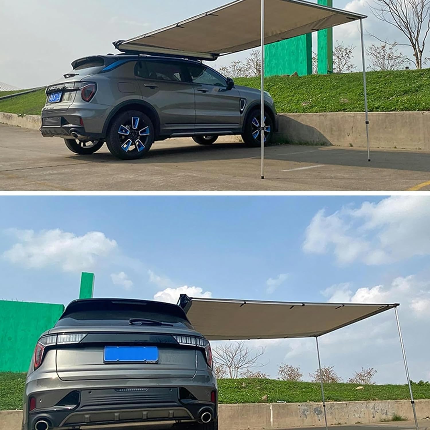 AMNOOL Removable Retractable Vehicle Awning, Adjustable Height Outdoor Rooftop Pull Out Tent Shelter, for 4x4 /Car/SUV/Truck, Roof Rack Awning with Carrying Bag (Size : 200 * 250CM/6.56 * 8.2ft)