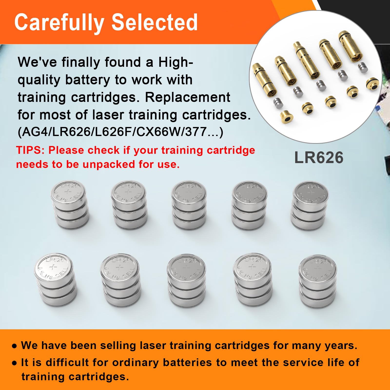 Bayattoo LR626 Button Cell Batteries Pack Replacement for Laser Training Cartridge, Toys and LED Flashlight, Replacement 4.5V for 3xAG4/3xL626F/3x377/3xCX66W Batteries (L626F)