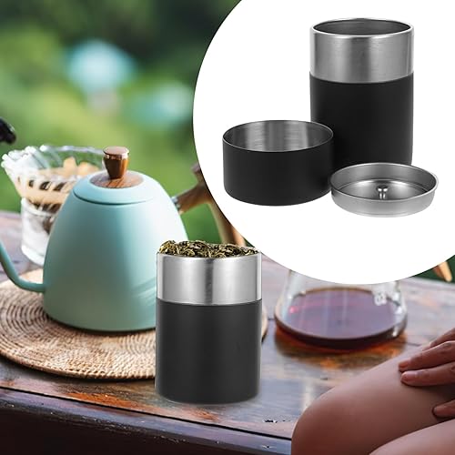 Miniatura 3 de Recipientes de té para té suelto, acero inoxidable con tapas dobles herméticas, recipientes redondos de cocina para té suelto, café, aperitivos,