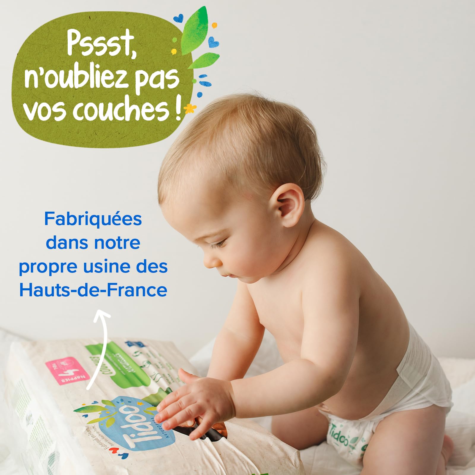 Tidoo - 1080 Coton Pads Bébé 100% Bio - Ultra Doux pour Peaux Sensibles - Change & Toilette - Fabriqués en France