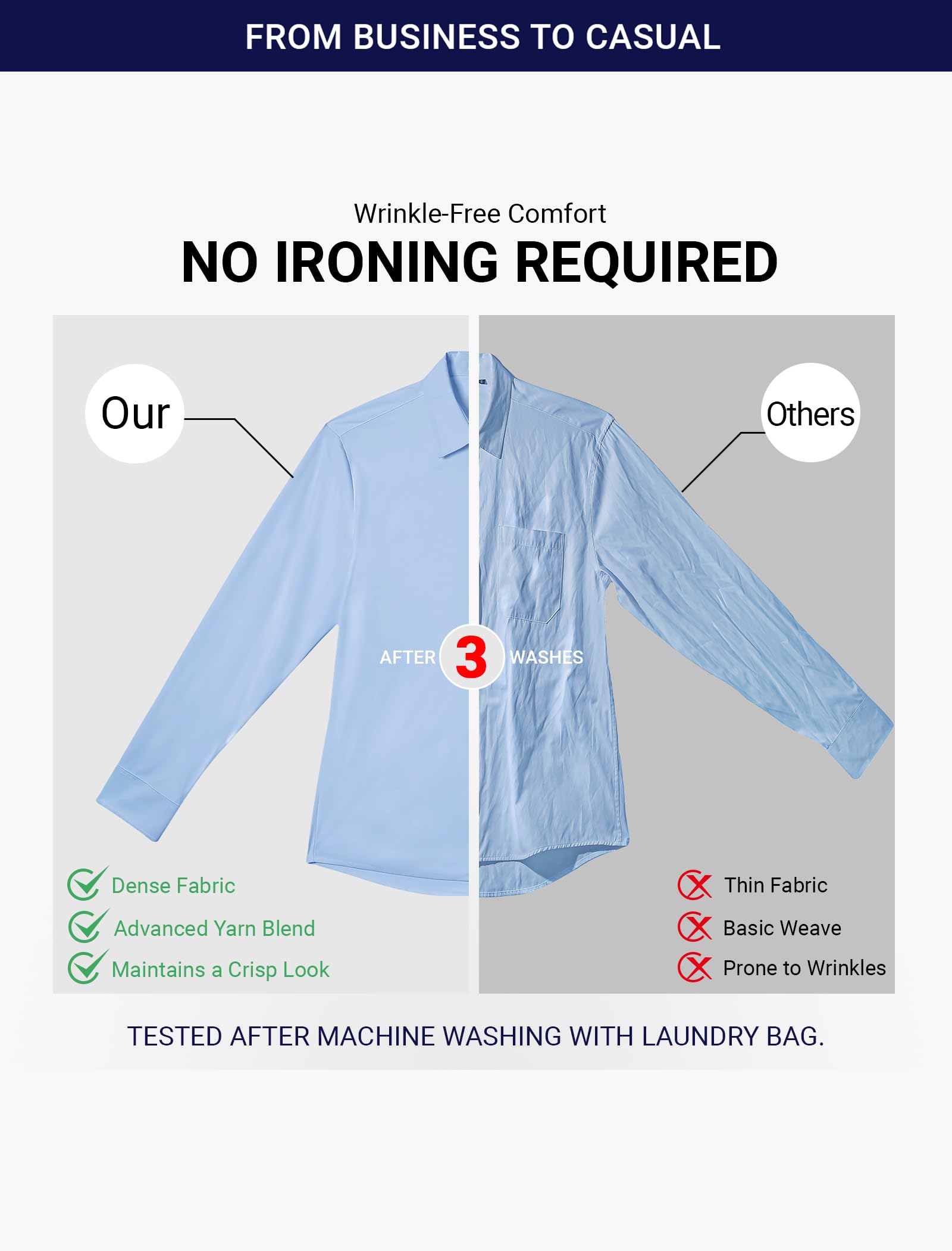 Enlision Chemise habillée à Manches Longues pour Homme Extensible sans Repassage avec Boutons sans Plis Coupe Classique pour Affaires Formelles avec Poche