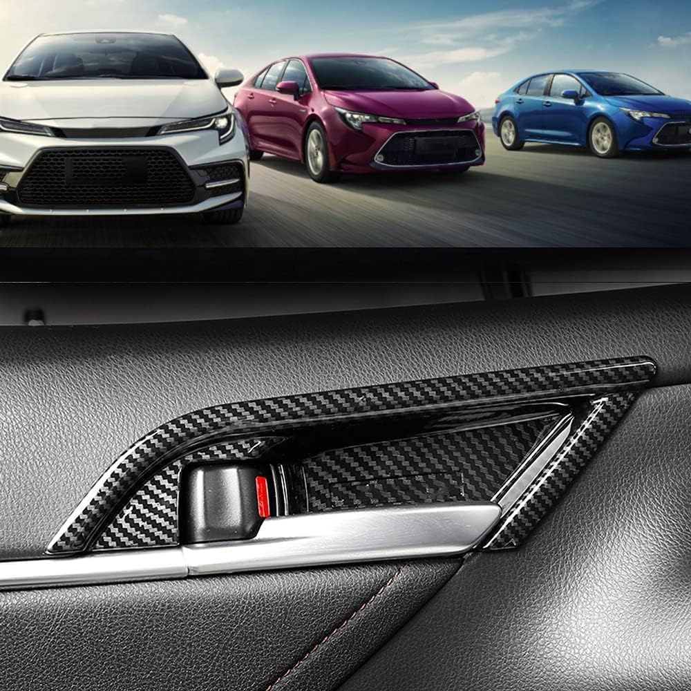 4PCS Inner Door Handle Decoration Cover ABS Carbon Fiber Interior Door Bowl Frame Trim Sticker for Toyota Camry 2018-2024