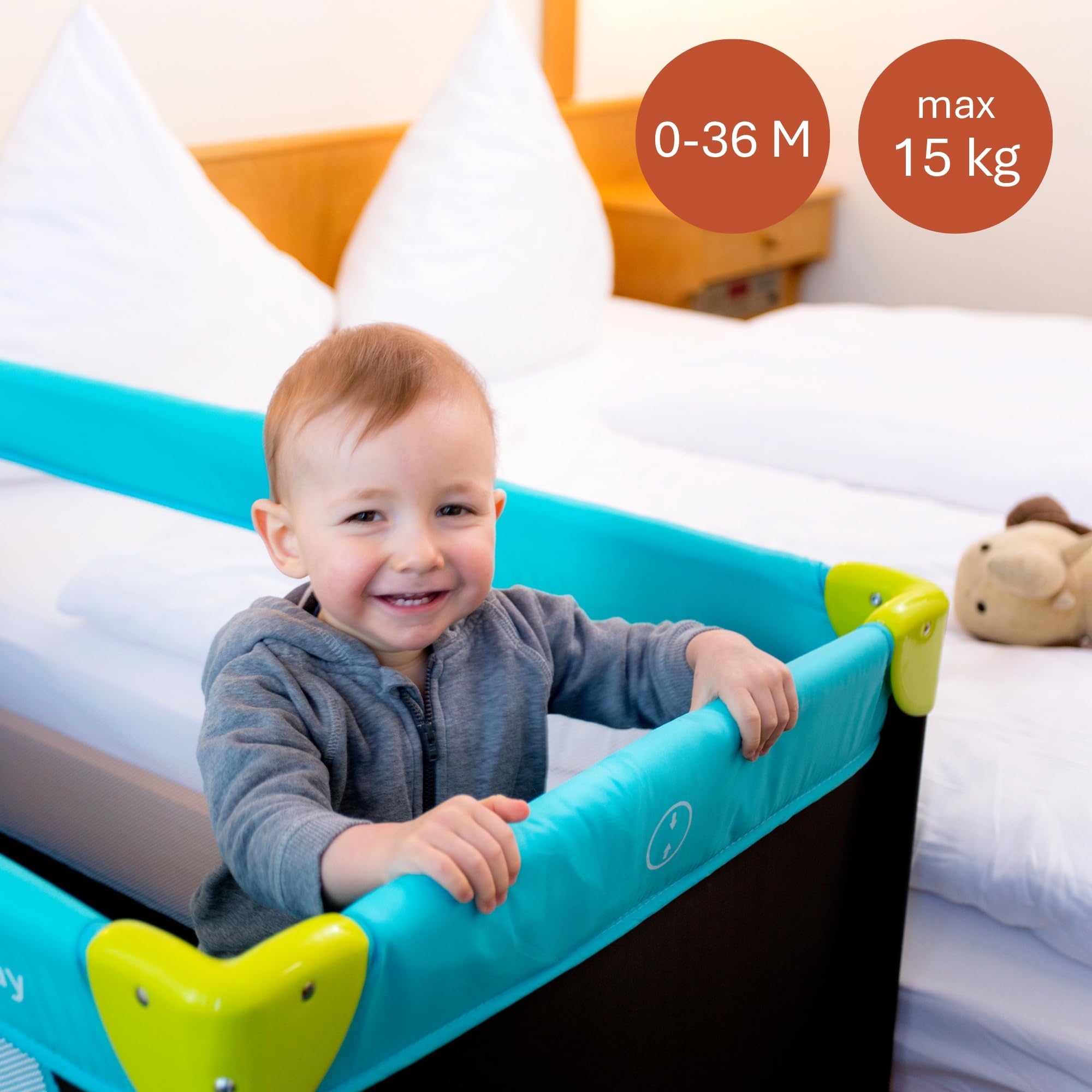 hauck Lit Parapluie Dream N Play 120 x 60 cm - Pour Bébés et Enfants de la Naissance à 15 kg, Léger, Pliage Compact, Sac de Transport et Fond Pliable Inclus, Bleu