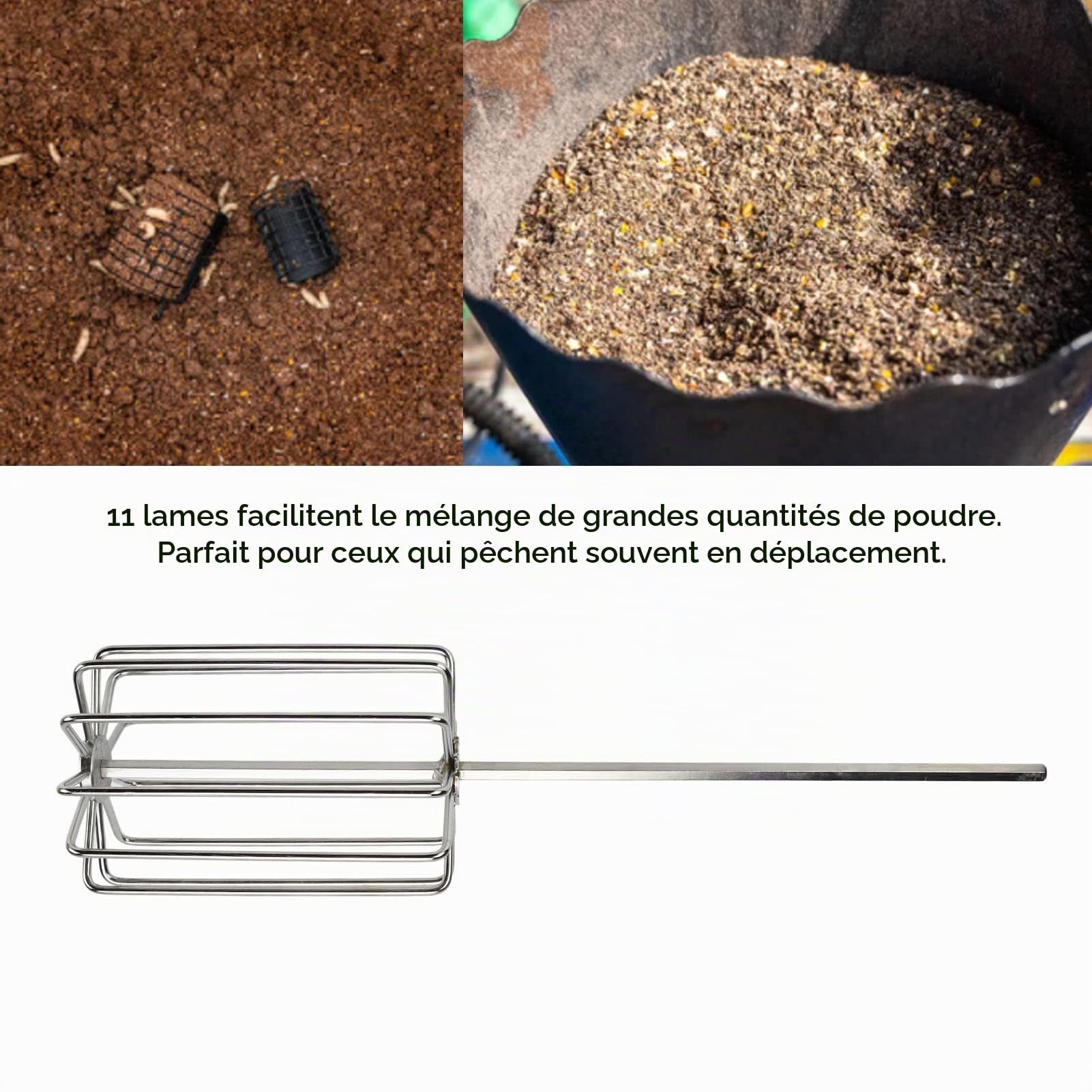 Topyond Mélangeur à Amorce en Acier Inoxydable,Mélangeur Amorce Peche,avec 11 Lames Équipement De Pêche Robuste pour Un Mélange,Accessoires Inclus pour Les Pêcheurs d'eau Douce Et d'eau Salée
