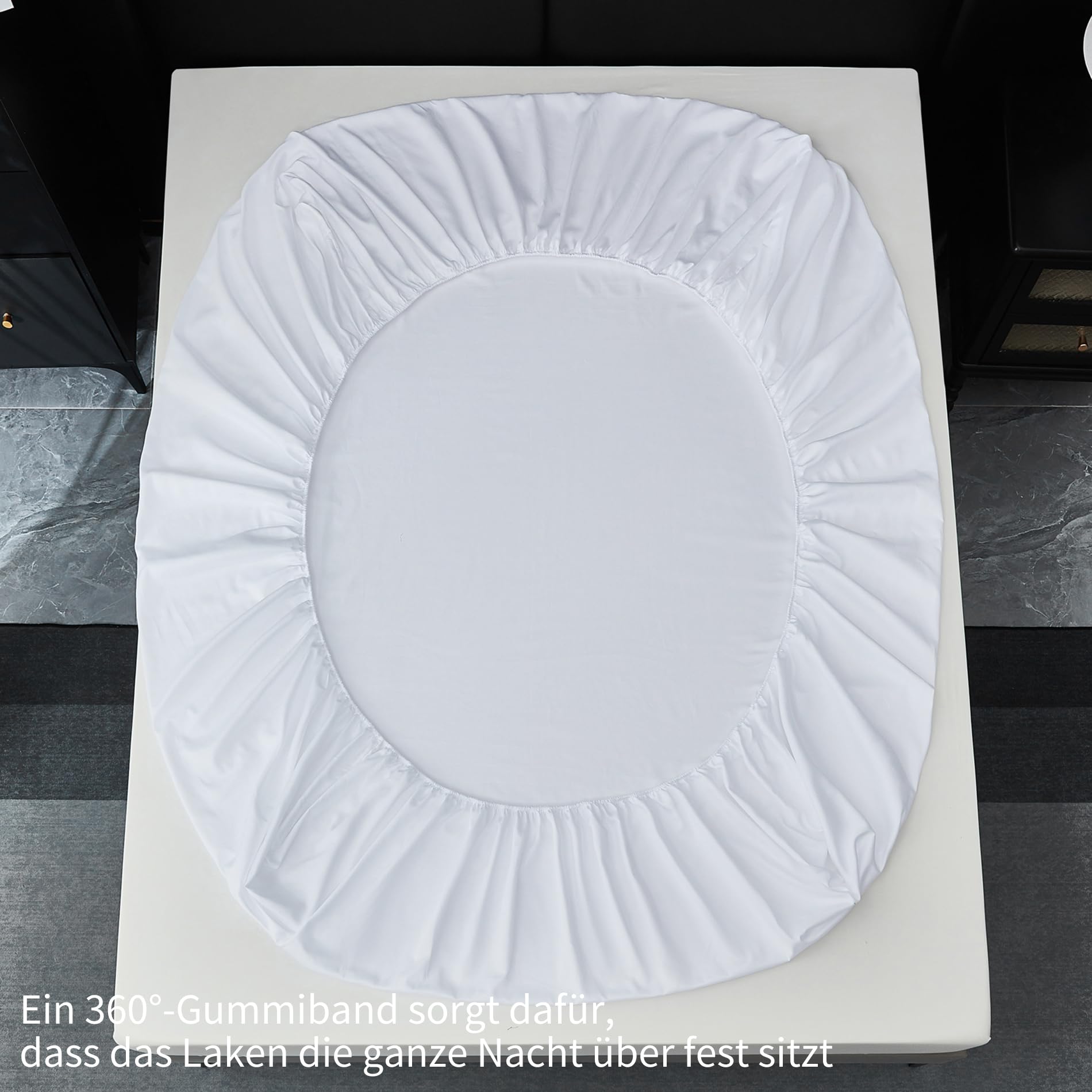 Sábana bajera ajustable de 180 x 200 cm, algodón satinado, color blanco, 180 x 200, 100 % algodón de fibras largas, refrescante, suave y transpirable, adecuada para colchón de 30 cm