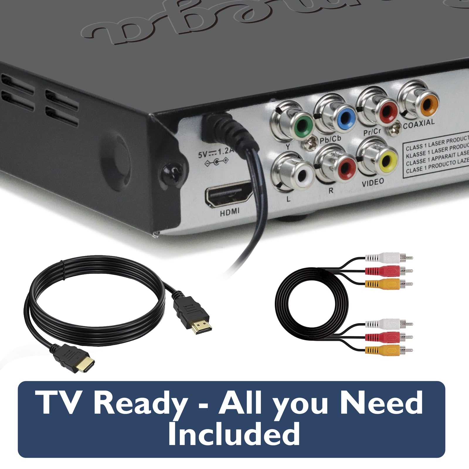 Lemega PlayHD DVD Player,Multi-Region DVD-Player ohne Regionalcode mit HDMI-Ausgang&1080p-Upscaling,USB/CD-Wiedergabe,RCA/AUX-Anschlüssen,Kompaktes Design für TV&Smart-TV,HDMI-Kabel inklusive (PlayHD)