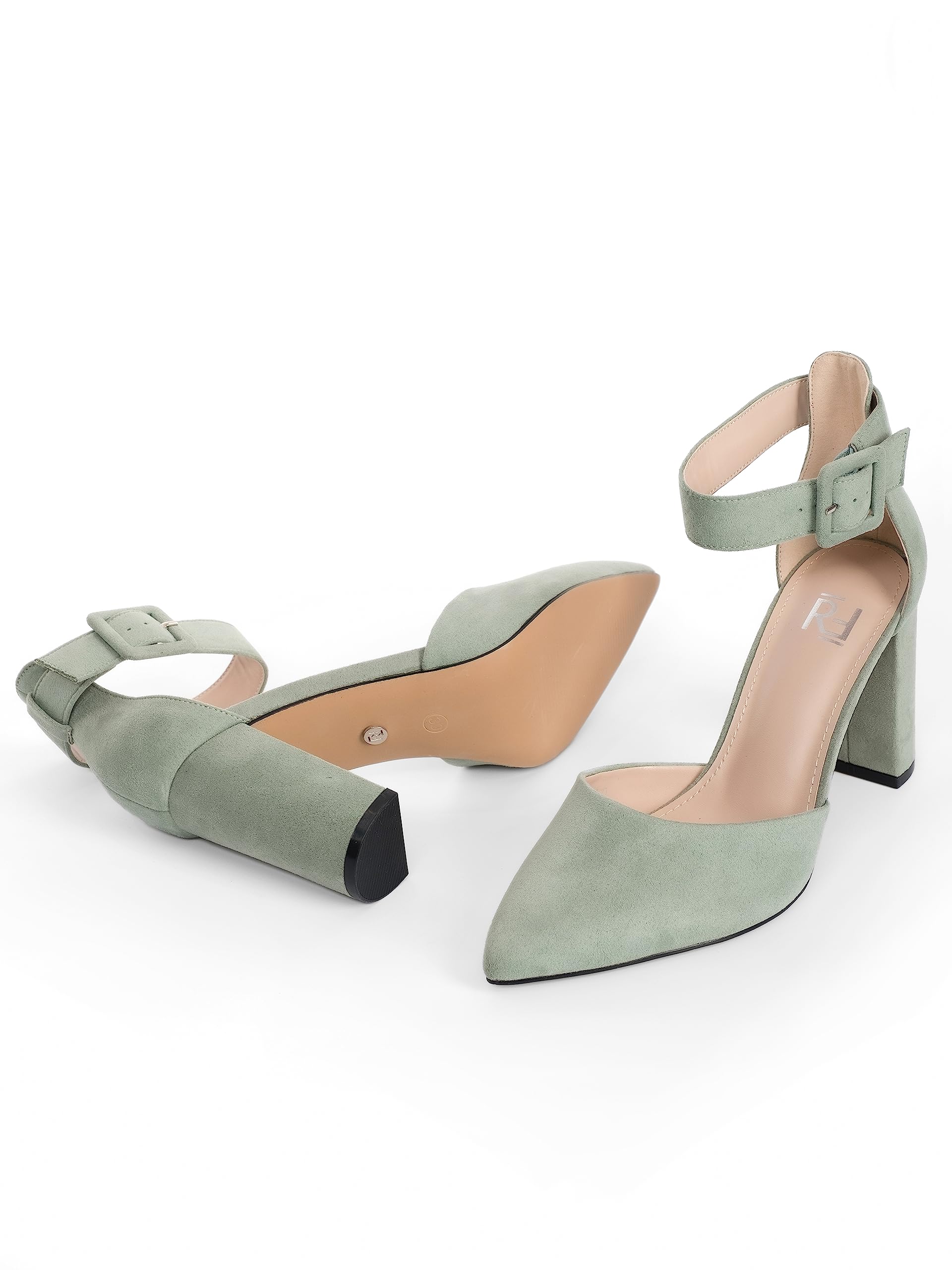 Tacones, 8.5 cm Tacón Bloque, Zapatos con Trasera, 8.5 cm Tacón Bloque, Blanco/Beige/Negro/Rosa/Verde/Gris/Rojo, Cuero sintético/Ante sintética, Zapatos Destalonados, Slingbacks, 2062A