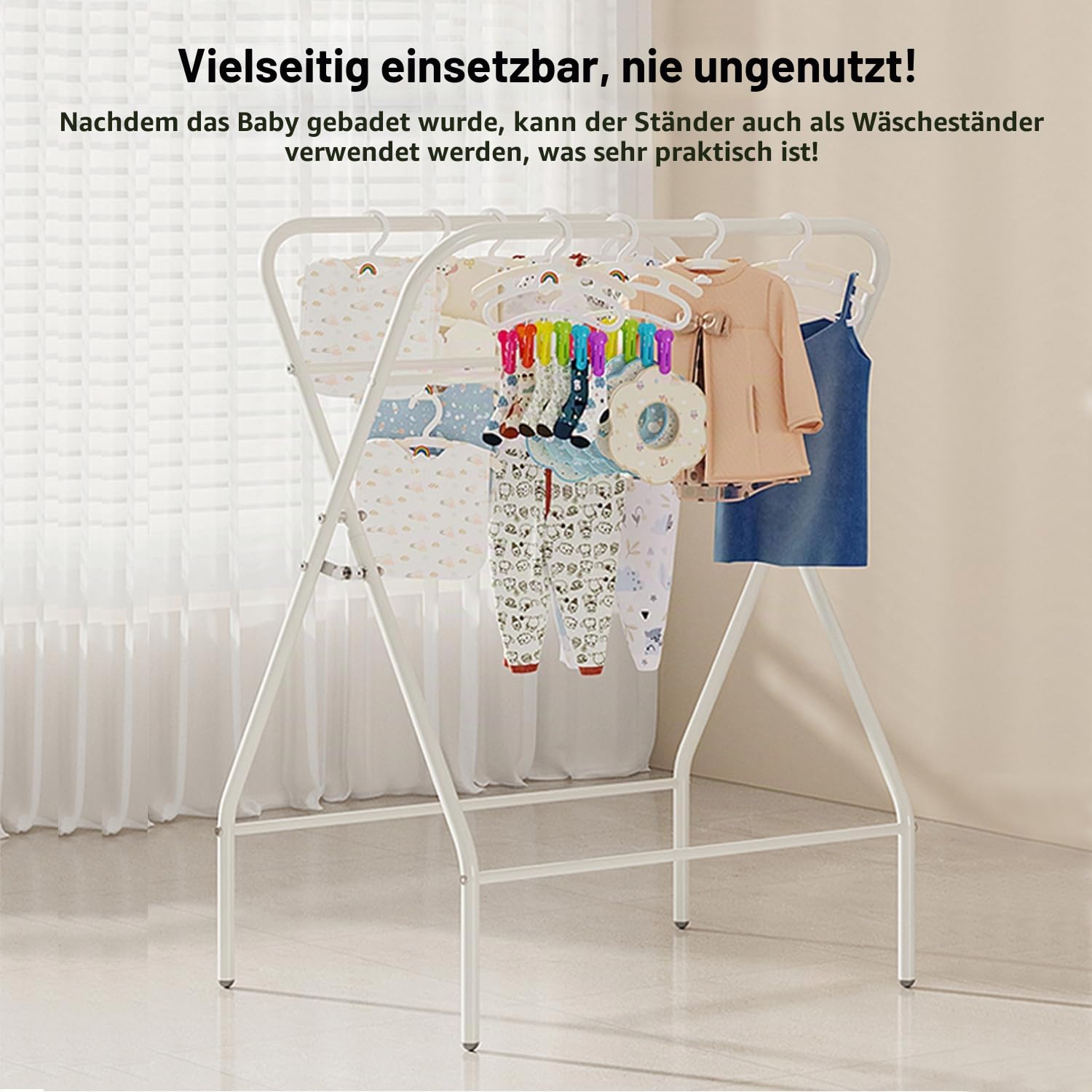 UBRAVOO Faltbare Babybadewanne – Ständer + Thermometer + Badekissen, Für Neugeborene bis 12 Monate (Grau)