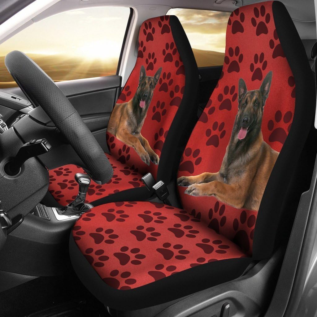 Belgian Malinois Dog with Paws Print Car Seat Covers