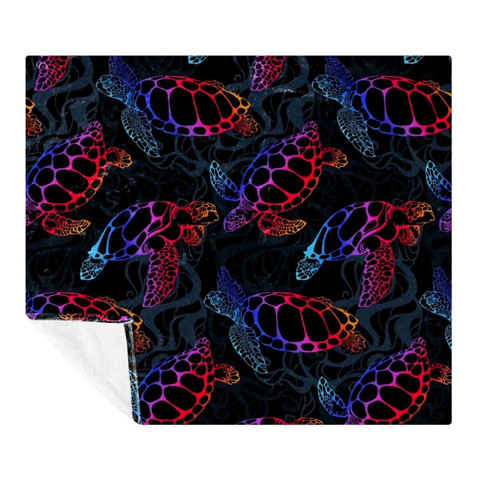 Couverture polaire tortue de mer pour canapé et lit - Plaid microfibre léger 150x200 cm