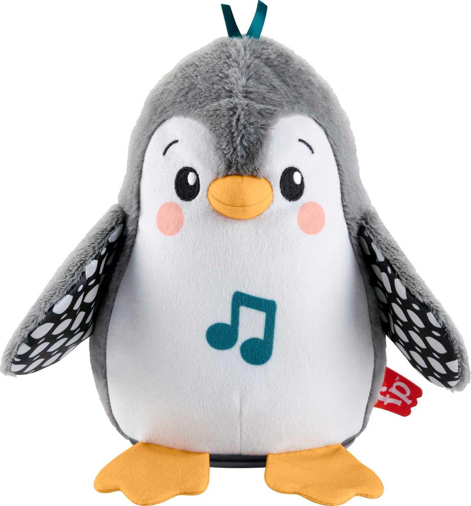 Fisher-Price Plush Tummy Time Toy, Flap & Wobble Penguin, Newborn Musical Toy