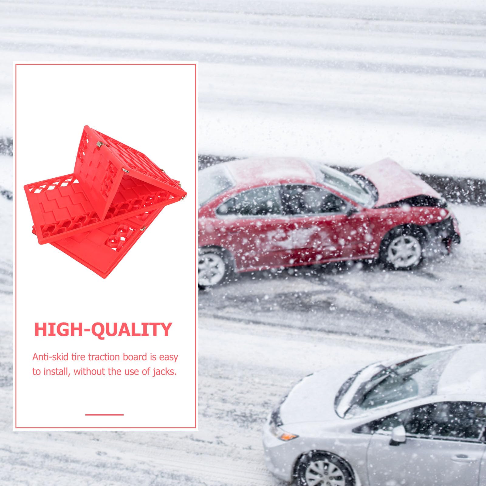 Tappetino di Trazione per Pneumatici Antiscivolo in Plastica Rosso, per Fango, Neve e Situazioni di Pioggia Invernale