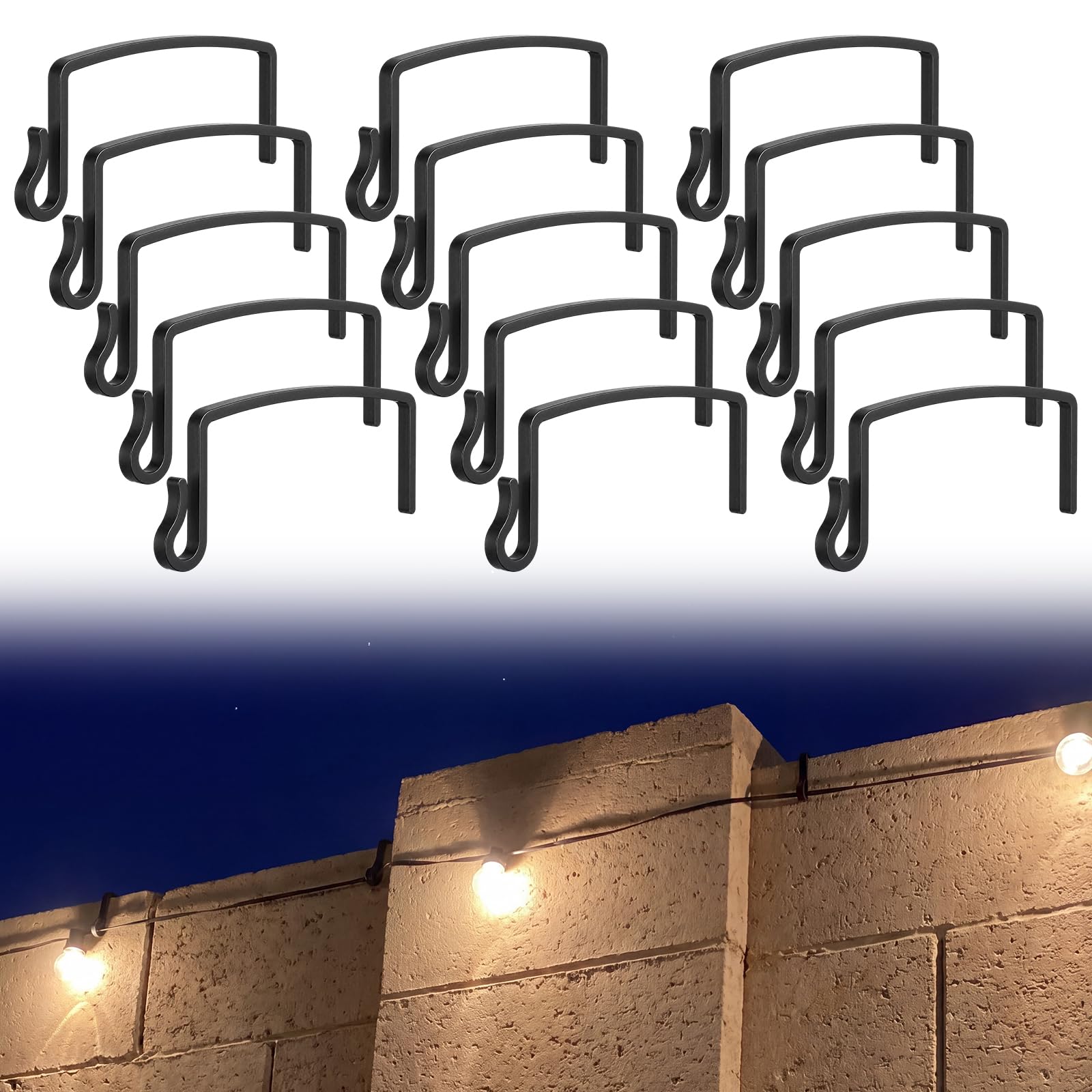 Photo 1 of **FINAL SALE!!!!
Frienda 15 Pcs Outdoor Light String ABS Hooks for 6 Inch Concrete Wall Cinder Block Fences No Drill Outdoor Light String Hooks for Cinder Block Concrete Wall and Fence, Black