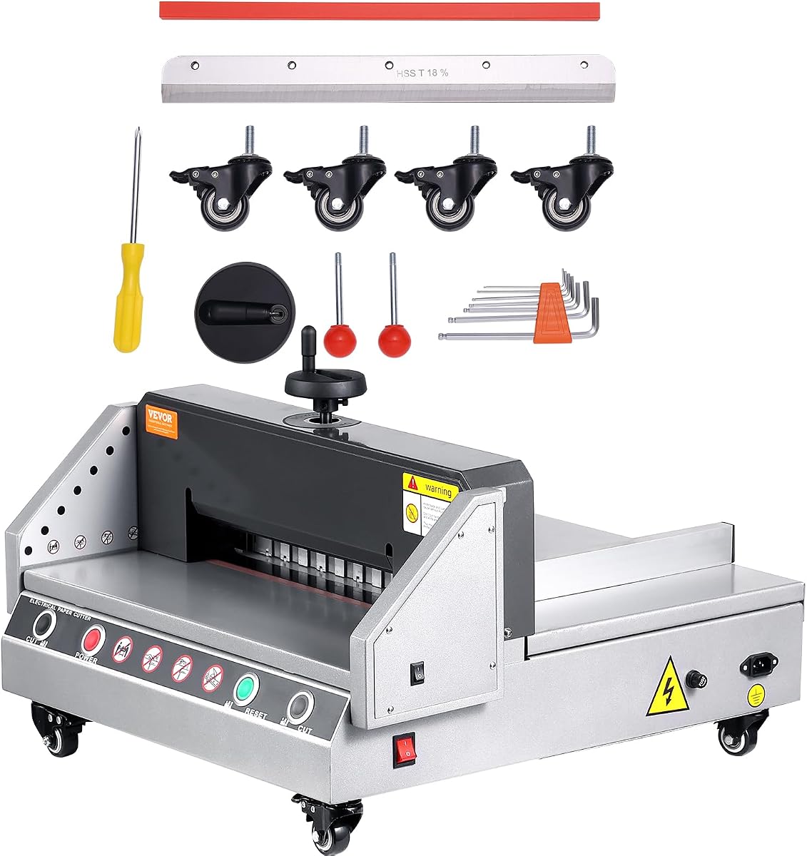 VEVOR Electric Paper Cutter, 13" /330.2mm Cutting Width, 1.57"/40mm Cutting Thickness, Desktop Paper Cutting Machine with Button Control, Electric Paper Trimmer for Office, School, Printing Plant | Tabletop, with Button Control, Trimmer for Office, School, Printing, Cutting Accuracy ±0.3 mm, Automatic Pressure and Feeding