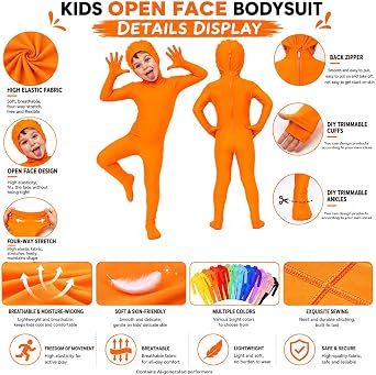 Chendvol Kids Open Face Spandex Halloween Costume Cosplay Bodysuit