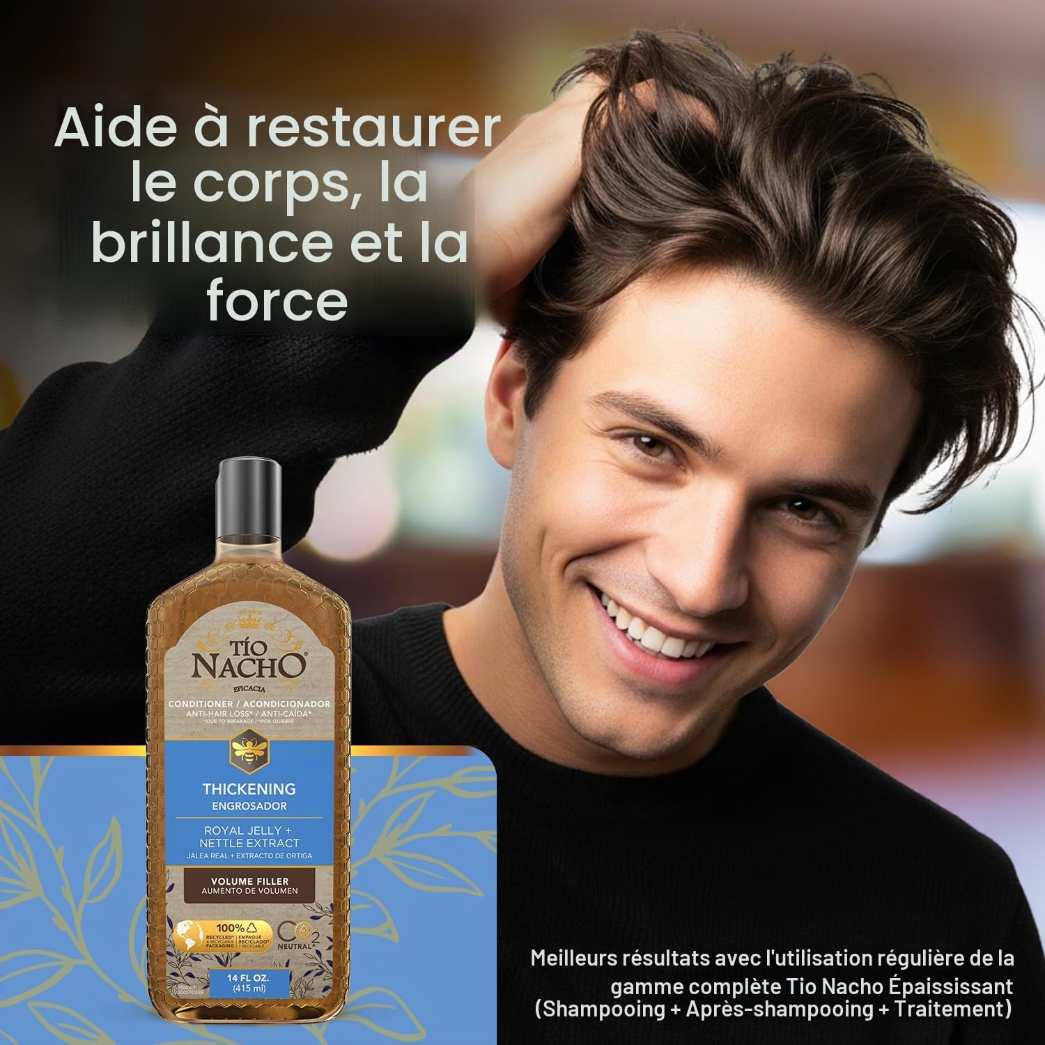 Conditionneur Tio Nacho Thickening Volume Filler 415ml– Après Shampooing Anti-Chute à la Gelée Royale et aux Extraits de Romarin pour des cheveux visiblement plus forts et plus Épais
