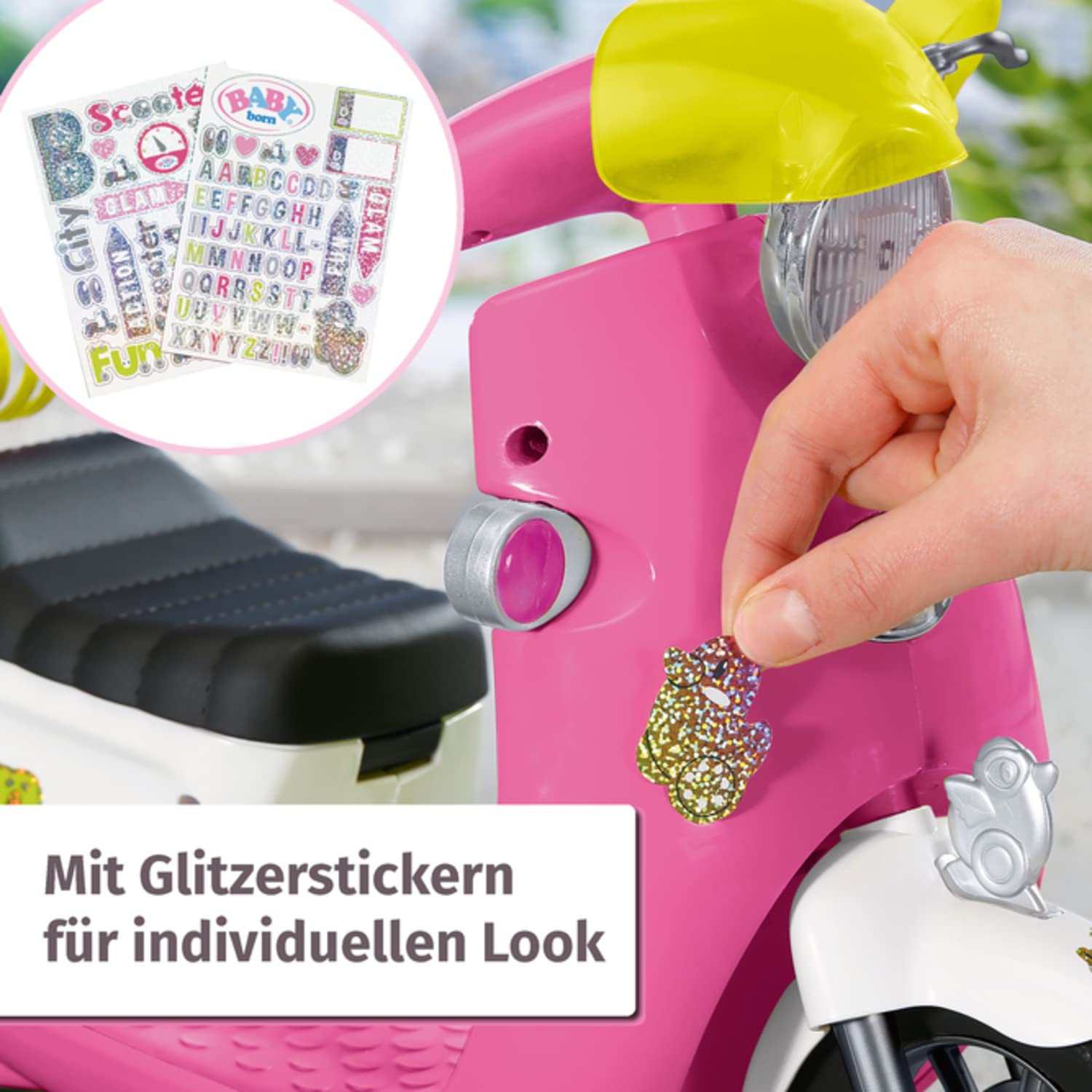 BABY born City RC Glam-Scooter, ferngesteuerter Roller für Puppen mit Lichtfunktion, 830192 Zapf Creation, Rosa