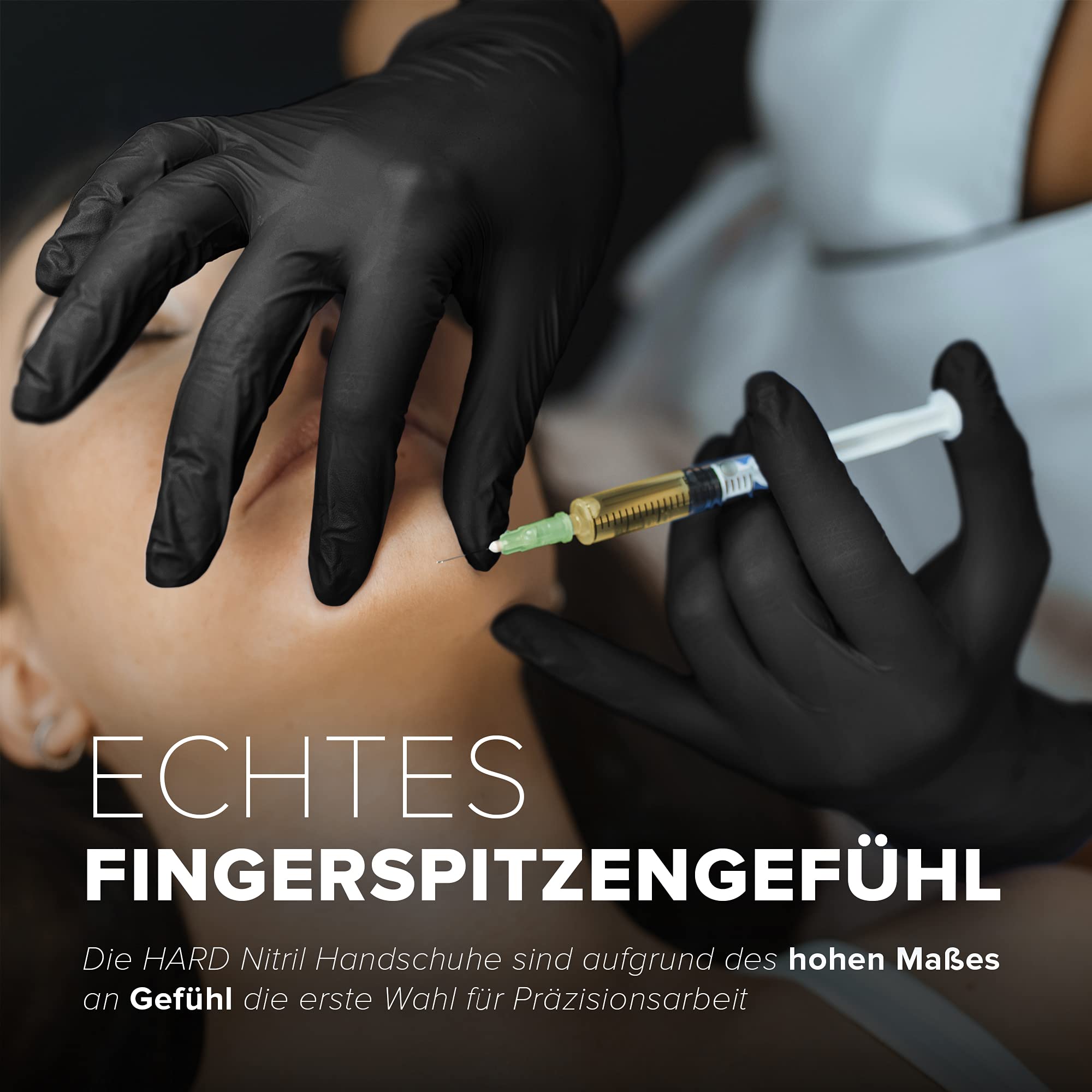 HARD 1000x Nitrilhandschuhe, Einweghandschuhe, Reißfest, Nitril Handschuhe, puderfrei, latexfrei, Einmalhandschuhe, Untersuchungshandschuhe, Black disposible nitrile gloves Box - Größe L - Schwarz