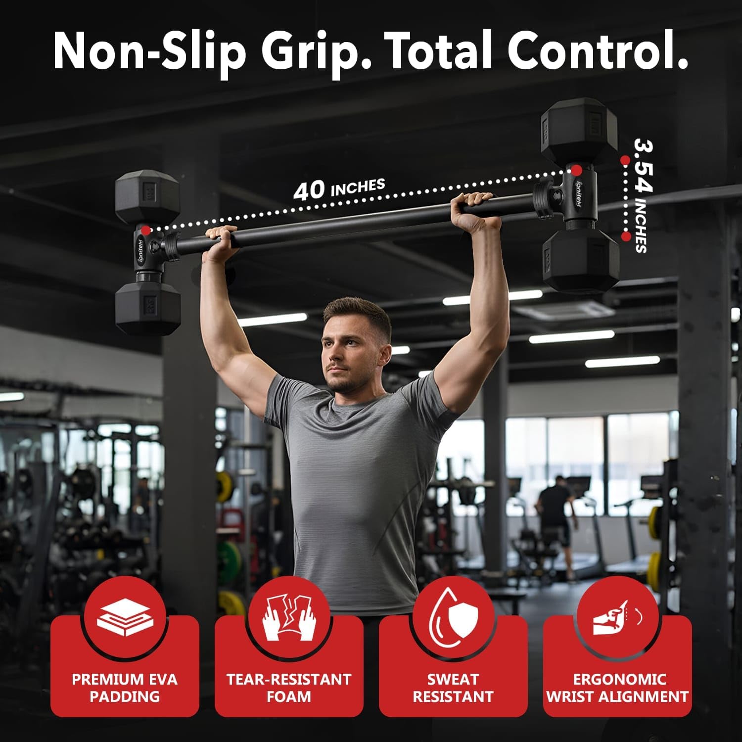 Upgraded Dumbbell Bar – Adjustable Dumbbell to Barbell Converter | Multi-Functional Alloy Steel Bar for Home Gym Workout | Strength Training Equipment | Perfect New Year Christmas Gift for Fitness Enthusiasts