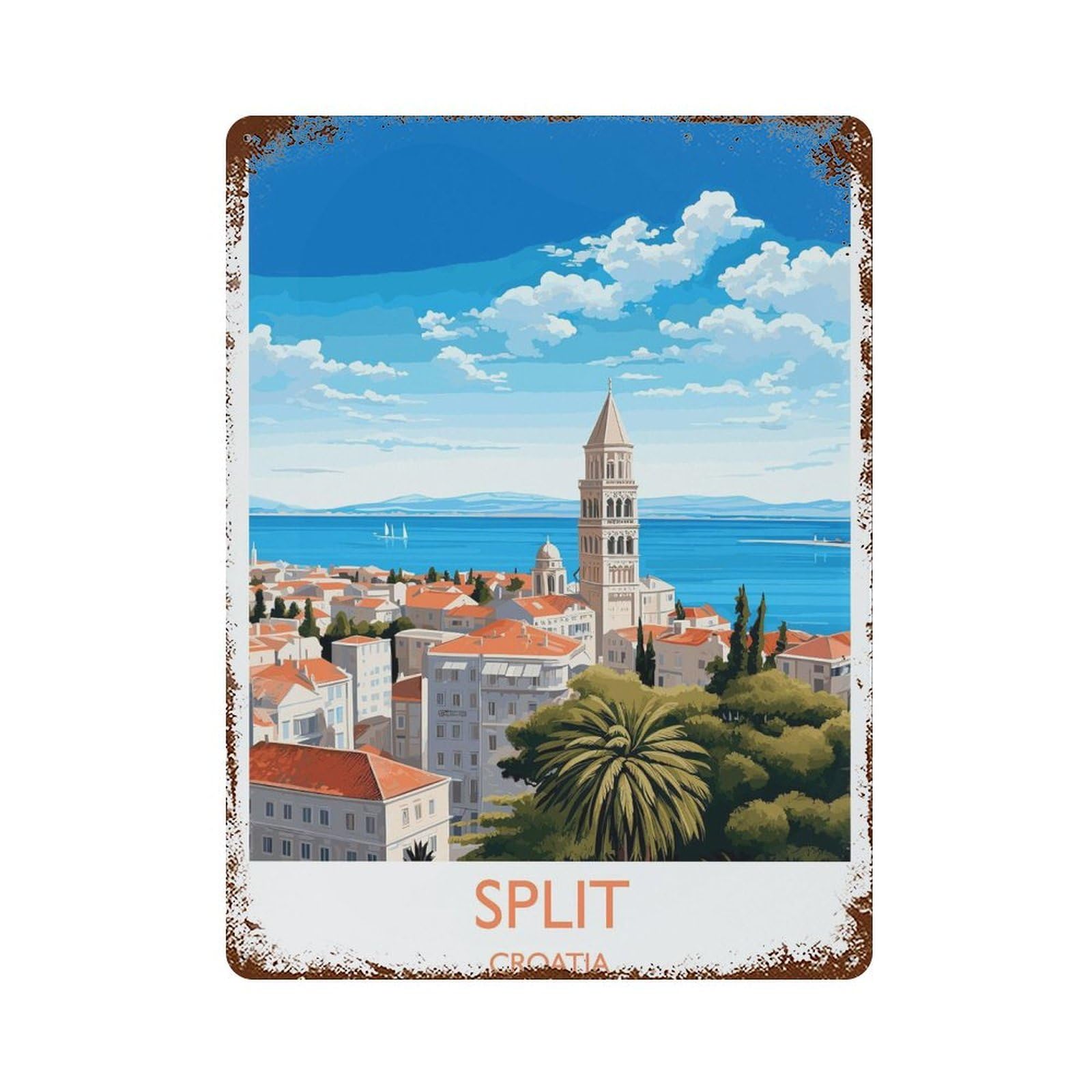 xiaoxiaoshen Split Travel of Croatia Gift Wall Decor Art Metal Tin Poster Modern Home Decor Art Home Bar Shop Decorations Vintage Sign 40x30cm