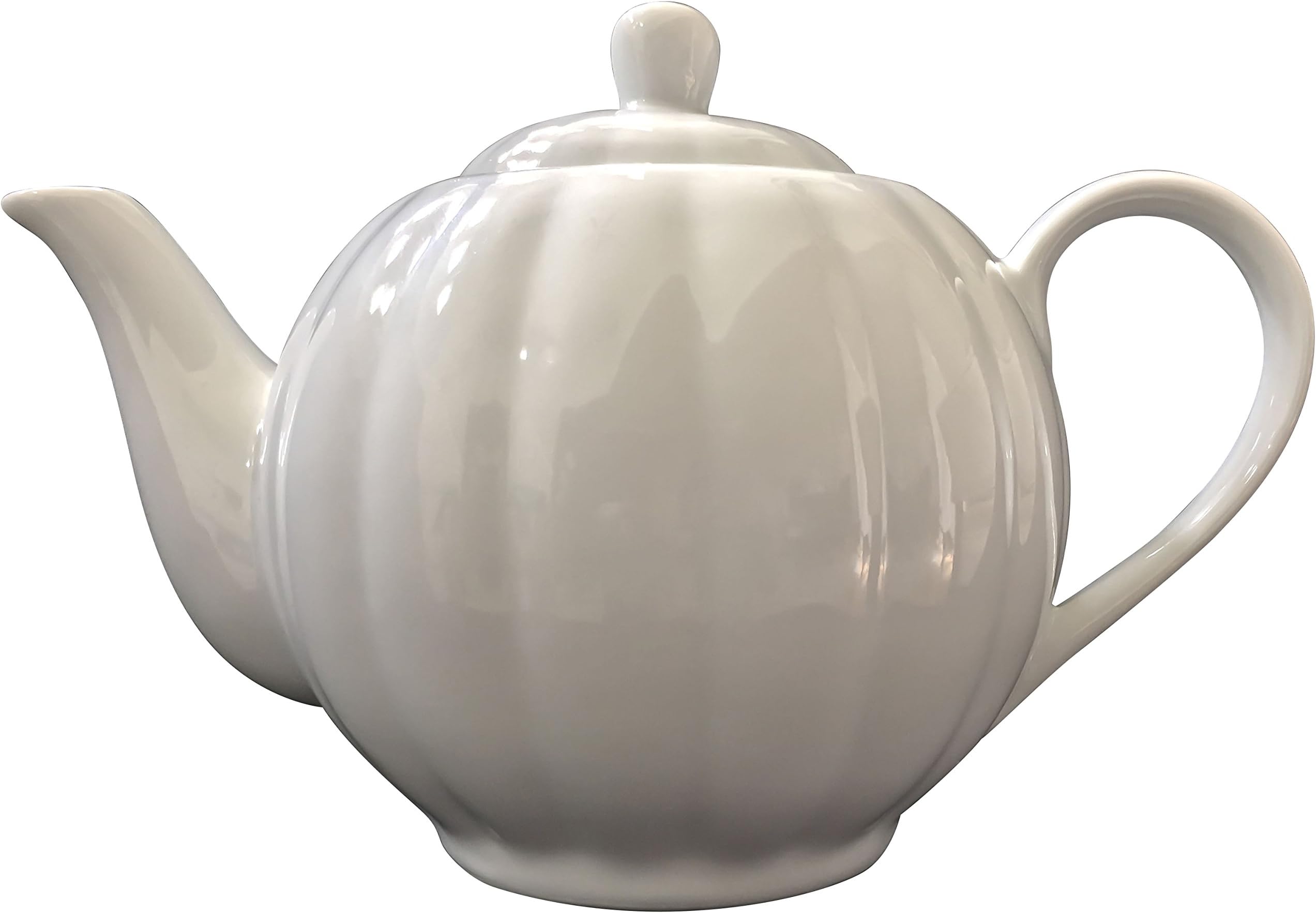 Pumpkin White China Tea Pot, 6 Cup