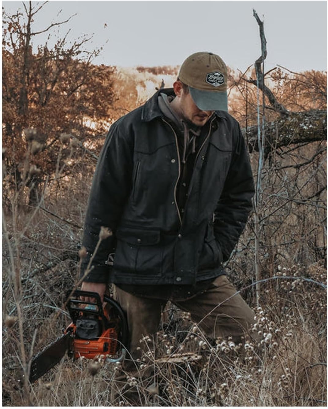 Outback Trading Company Men's 2707 Pathfinder Waterproof Breathable Fleece Lined Cotton Oilskin Western Jacket - Image 2