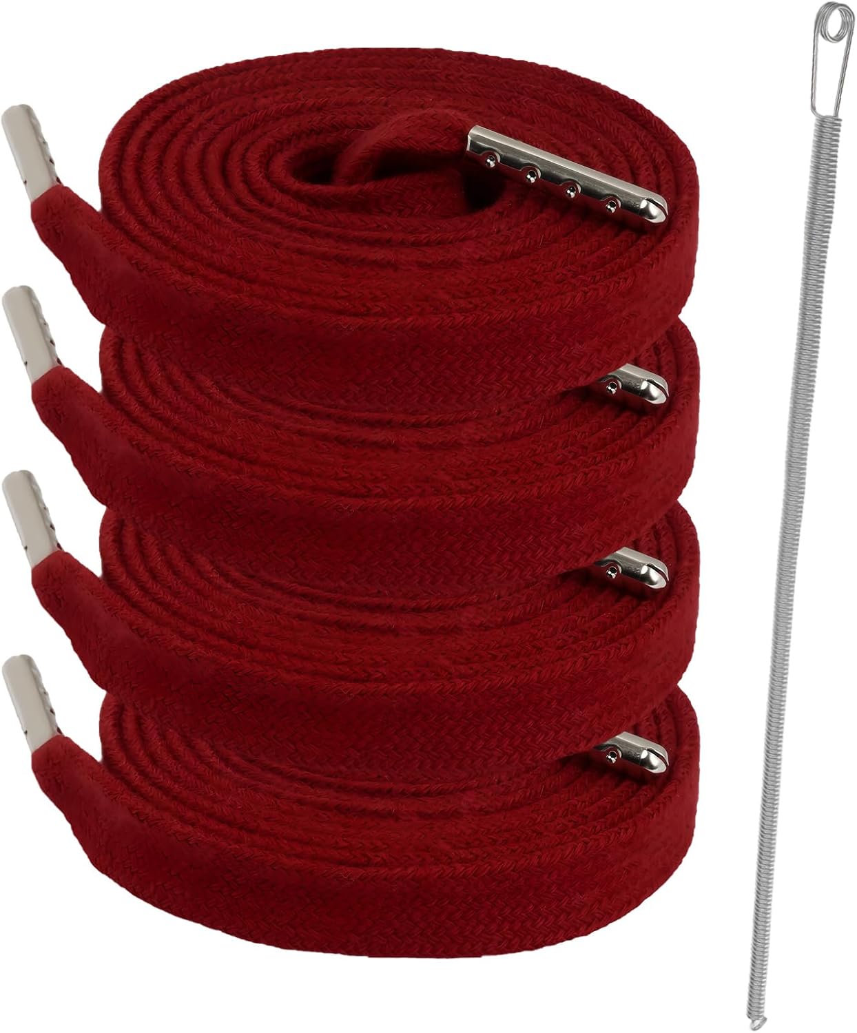 Anjpuy Black Flat Drawstring Cords Replacements 4 Pack, 10mm Cotton Drawstrings 55 Inch for Sweatpants, Hoodies Shorts with Easy Threader