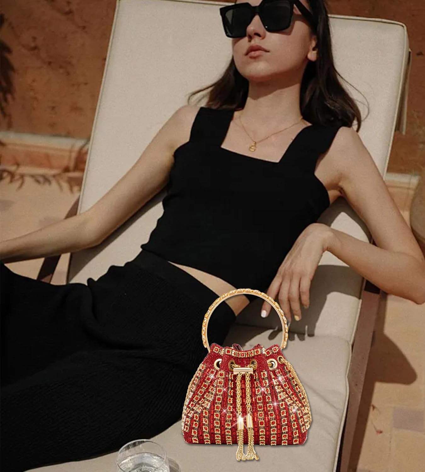 Sparkly Diamond Evening Bag Clutch Purses for Women Rhinestone Purse Glitter Handbag for Party Prom Cocktail Wedding - Image 2