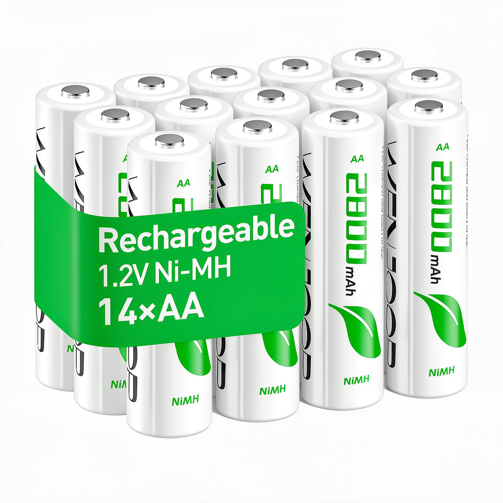 Lot de 12 piles AA rechargeables NiMH 2800 mAh haute capacité pour la maison, les jouets et les manettes de jeu – Longue durée de vie de la batterie 1,2 V Faible auto-décharge