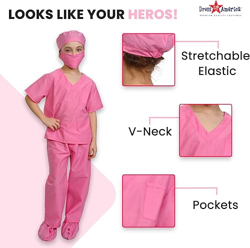 Miniatura 9 de Dress Up America Disfraz de médico para niños disfraz de médico para niños traje de juego de simulación azul y rosa