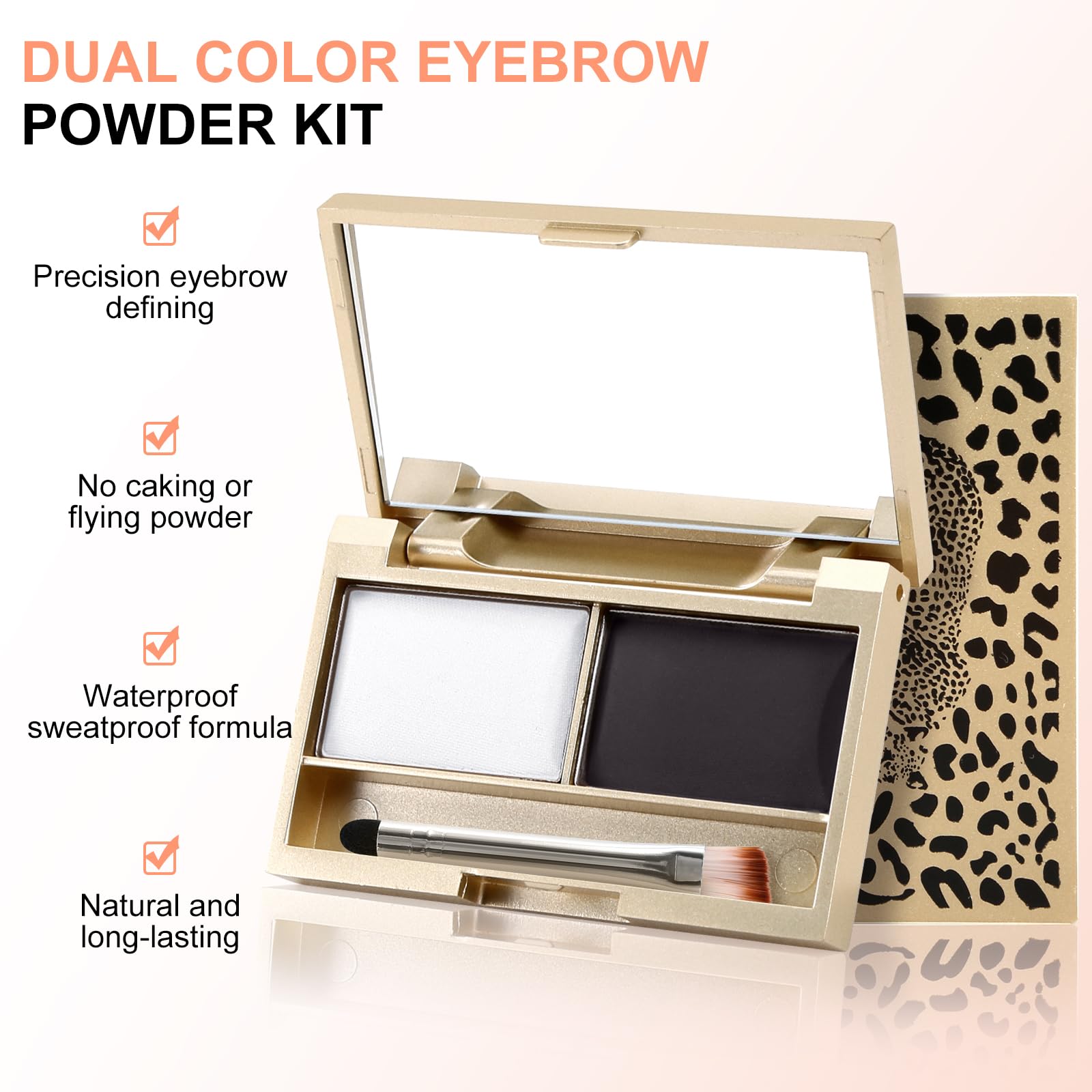 Boobeen Eyebrow Powder Kit, 2-color Waterproof Eyebrow Palette Makeup to Definer & Filler Brows - Image 2