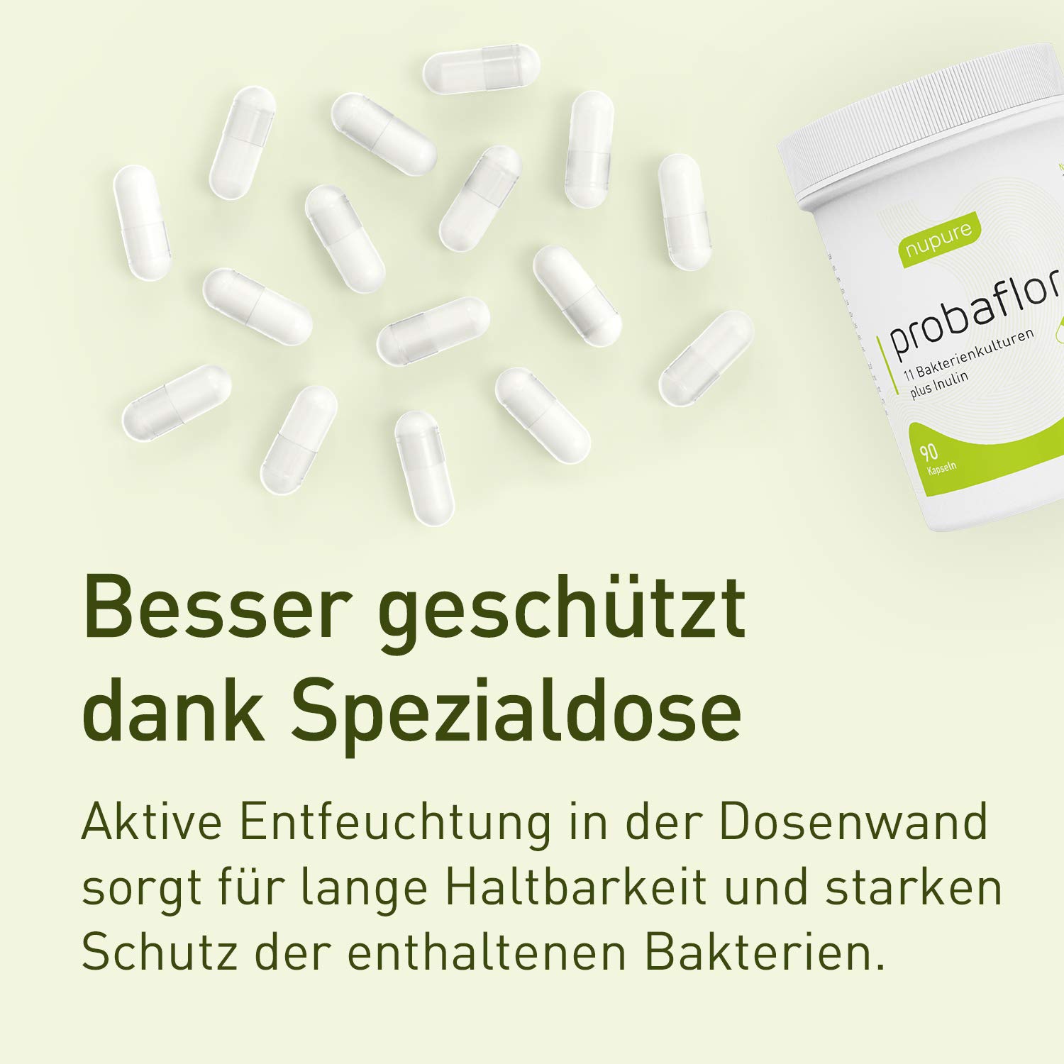 Nupure Probaflor 90-90 cápsulas + Inulina - 11 cepas - Gastrorresistente - Complejo de cultivo con bacterias ácido lácticas y bifidobacterias - Suministro para 3 meses