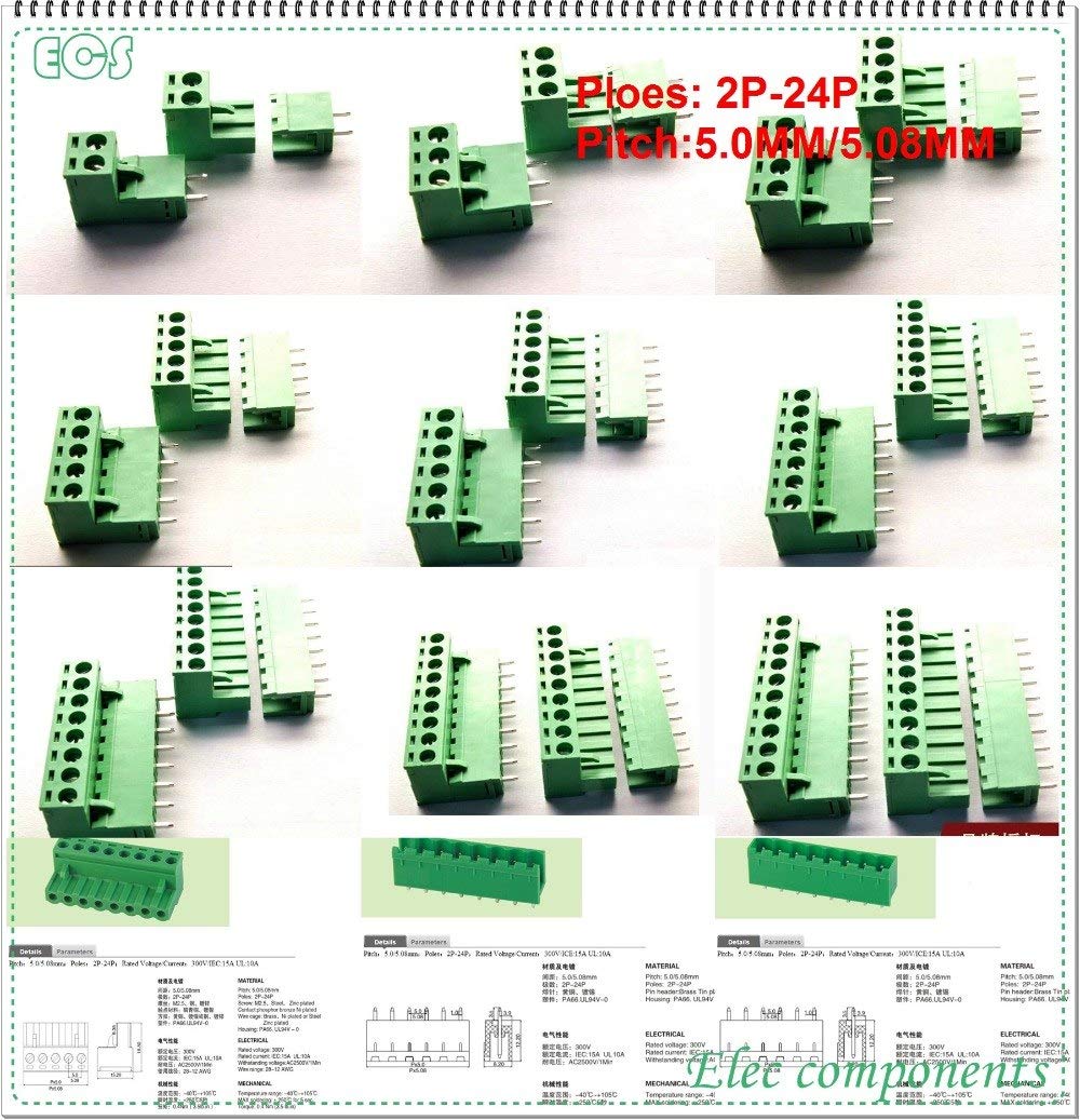 Davitu 10sets(male 10pcs+female 10pcs total 20pcs) Looper 2edgk 2P/3P/4P/5P/6P/7P/8P/9PIN terminals 5.08mm - (Color: 3 PIN)