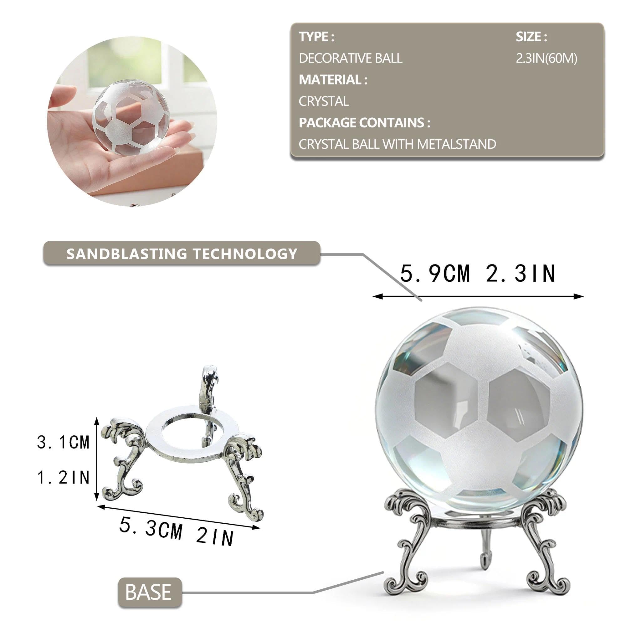 Amazon.co.jp: HDCRYSTALGIFTS 60mm 3Dクリスタルサッカーボール