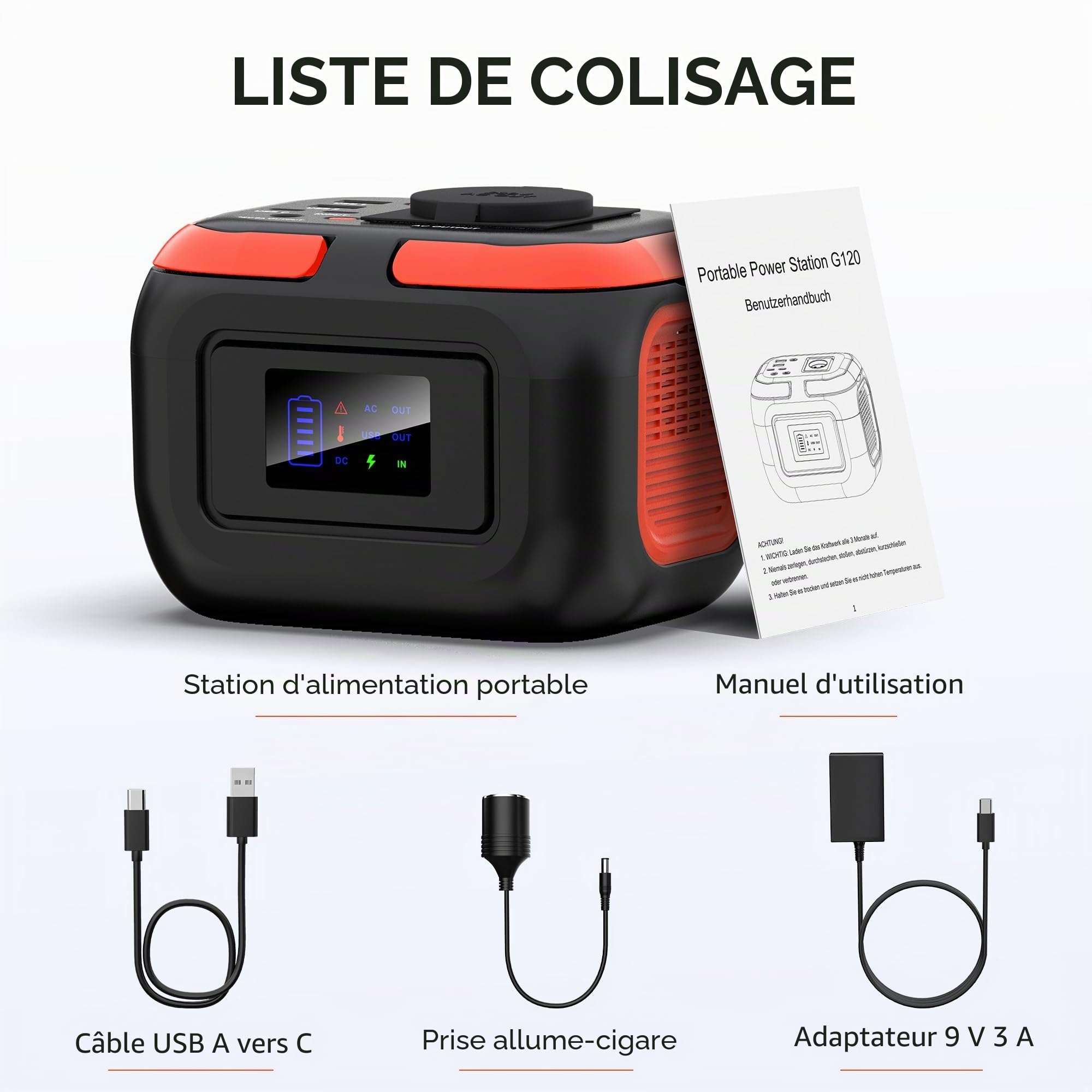 SinKeu Station d'alimentation portable 97 Wh, 26400 mAh, mini générateur avec prise AC 120 W 230 V, 12 V DC, ports USB pour téléphone portable, ordinateur portable, batterie d'alimentation mobile pour